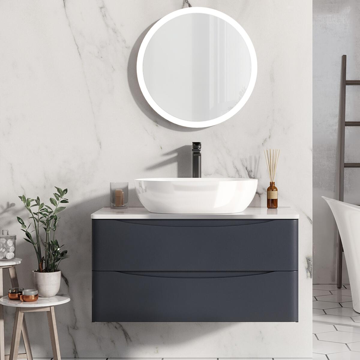 Scudo Bella 896mm wall hung vanity unit in matt grey melamine
