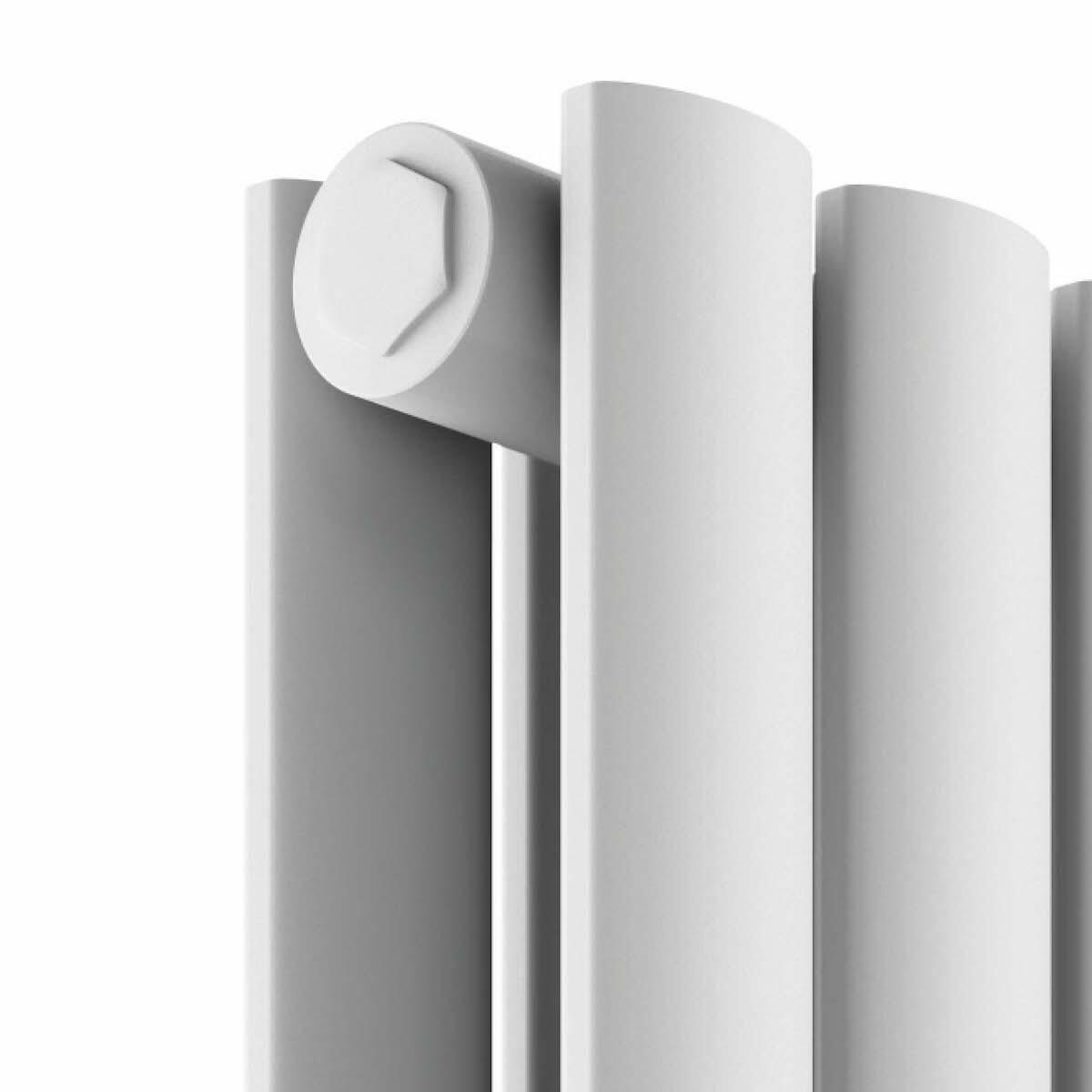 Scudo Apex white designer radiator, double panel, 600mm x 413mm steel construction