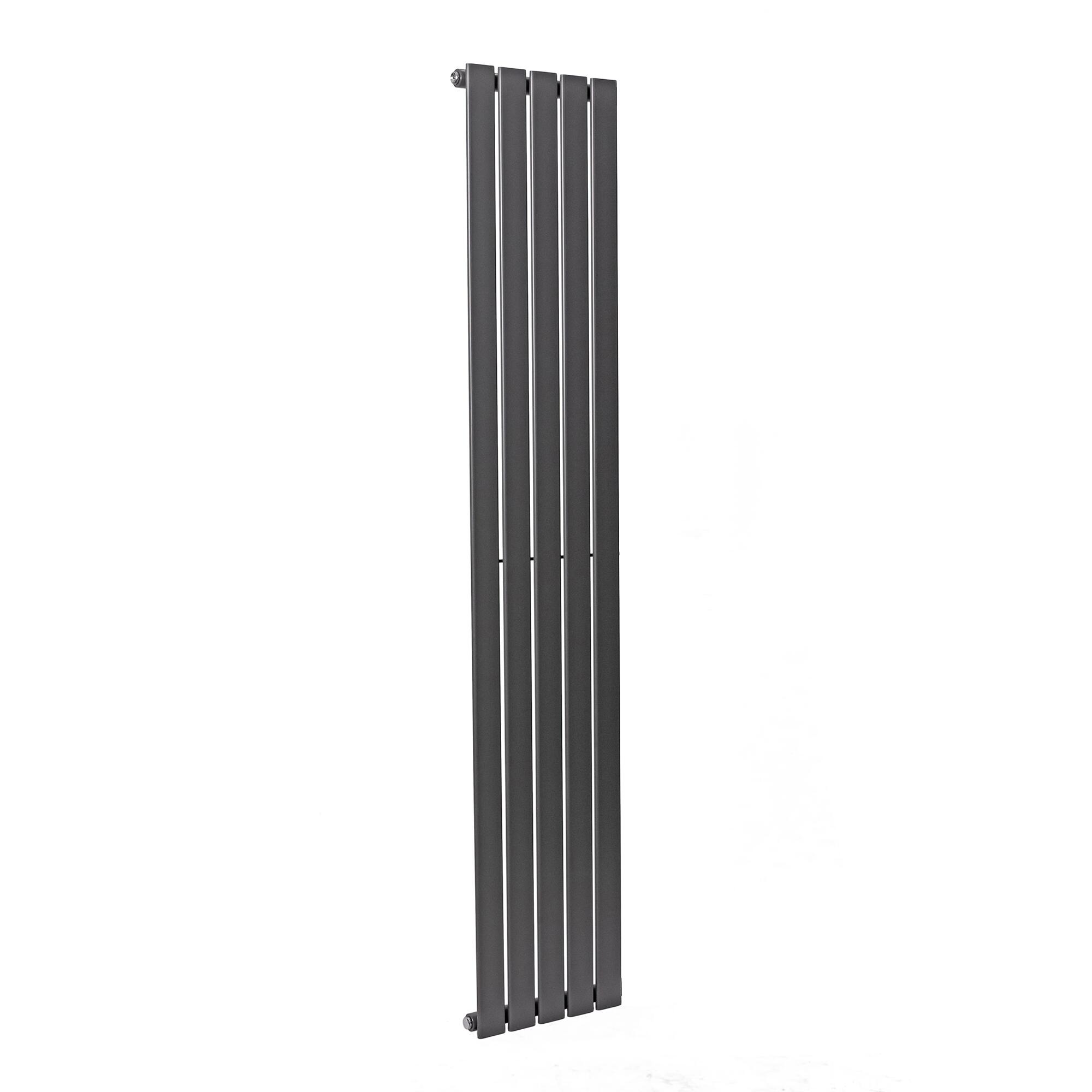 Scudo Bravo anthracite designer radiator, vertical single panel, 1800mm height x 340mm width, steel construction