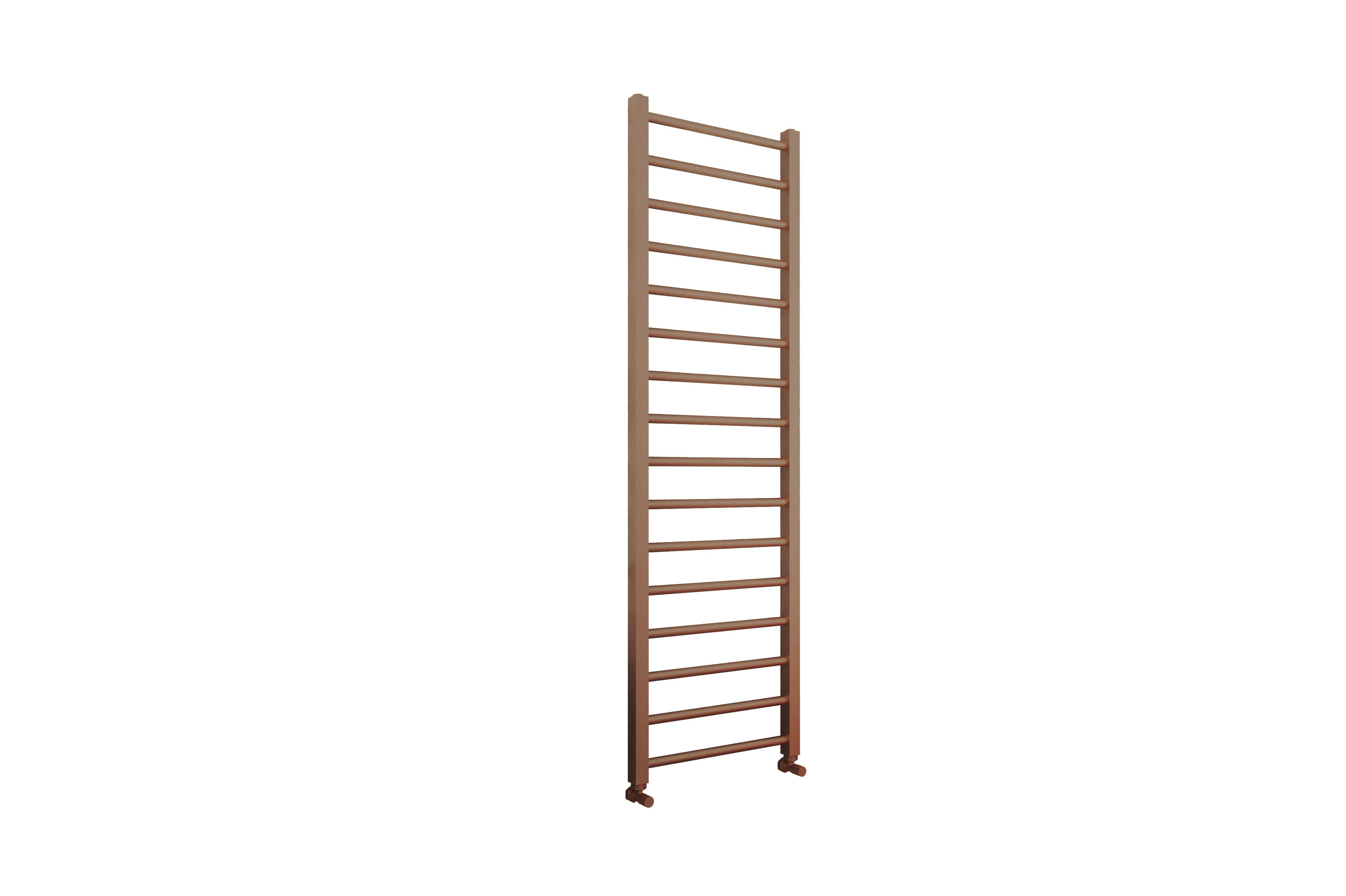 Scudo Vibe brushed brass heated towel rail, 1600mm height, steel construction