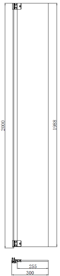 Scudo S8 fluted glass flipper panel for shower, glass only
