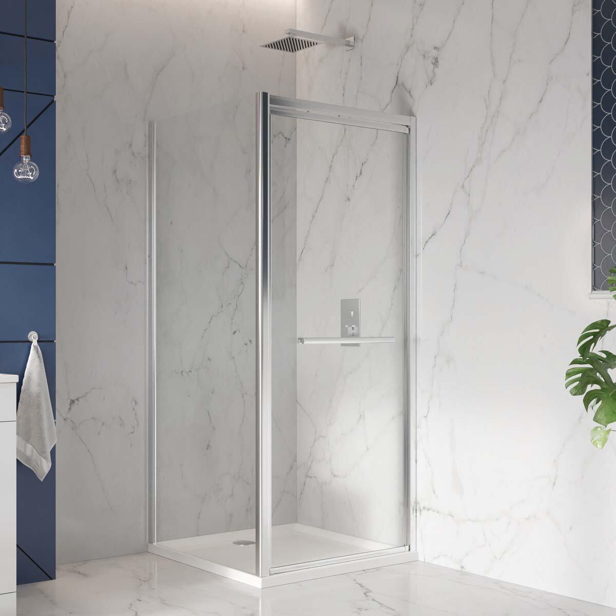 Scudo S8 Infold Shower Door 800mm x 1900mm with 8mm clear glass and chrome frame