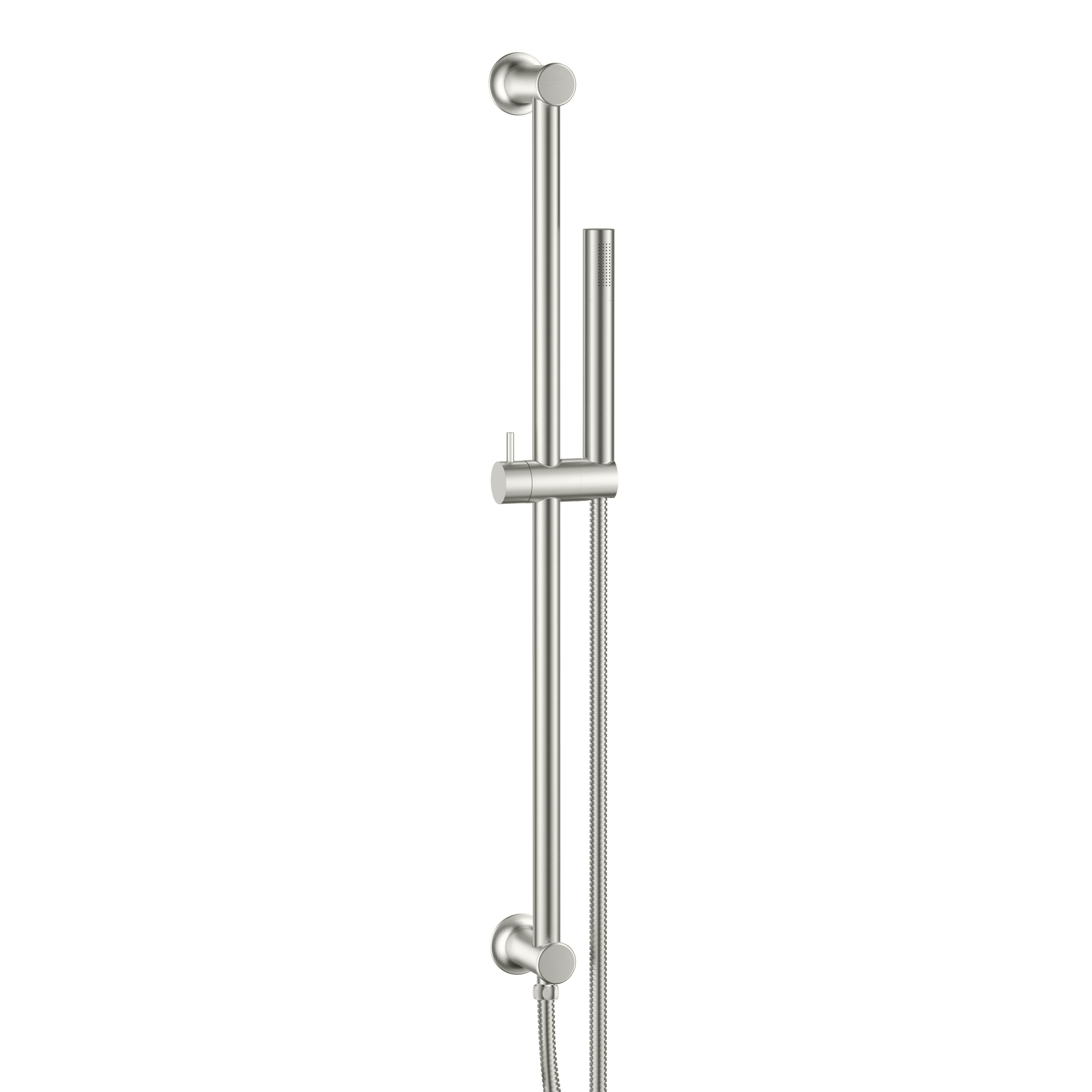 Scudo Core brushed nickel riser rail and shower handset with hoses