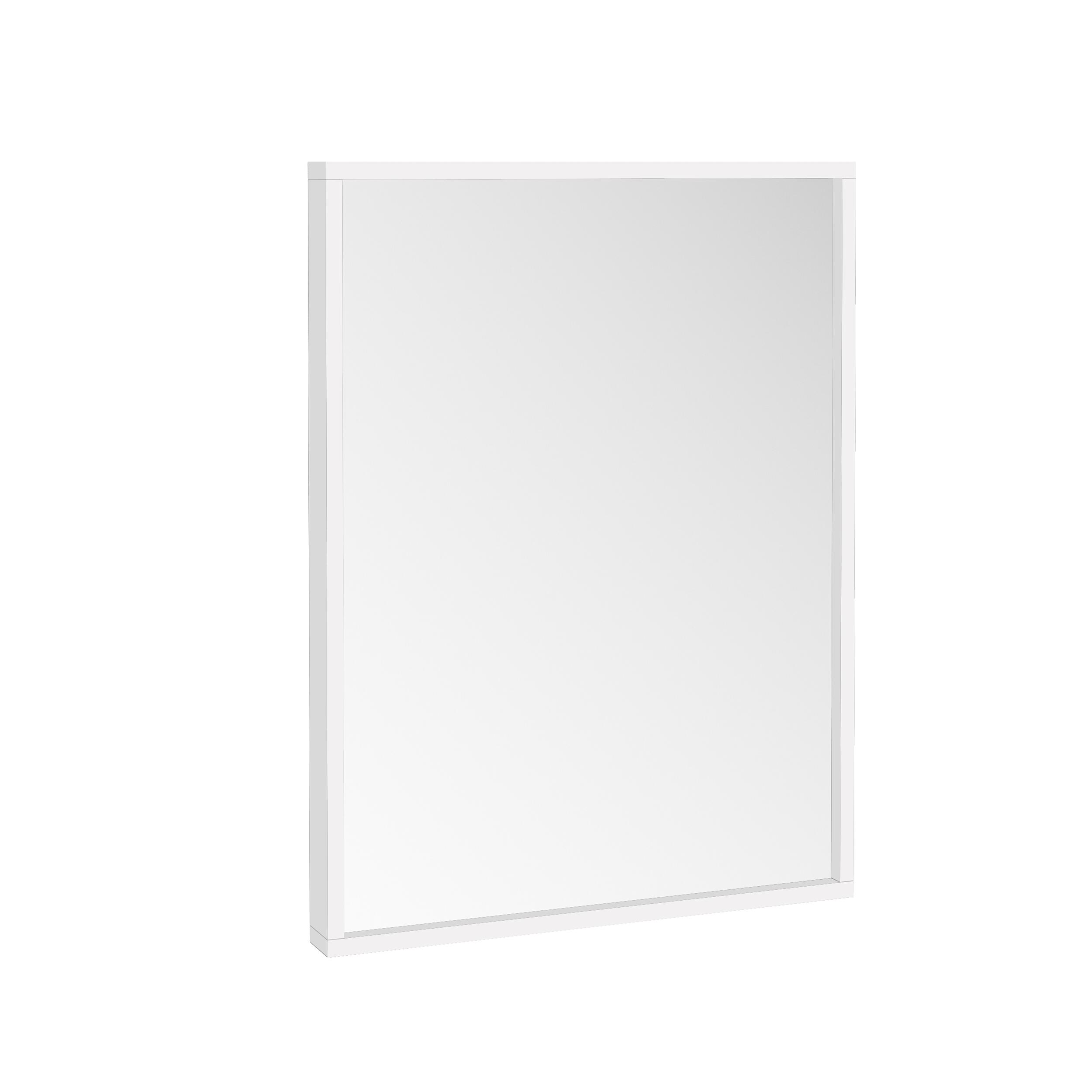 Scudo Ambience rectangular bathroom mirror, 800mm height x 600mm width, matt white finish, with integrated lighting