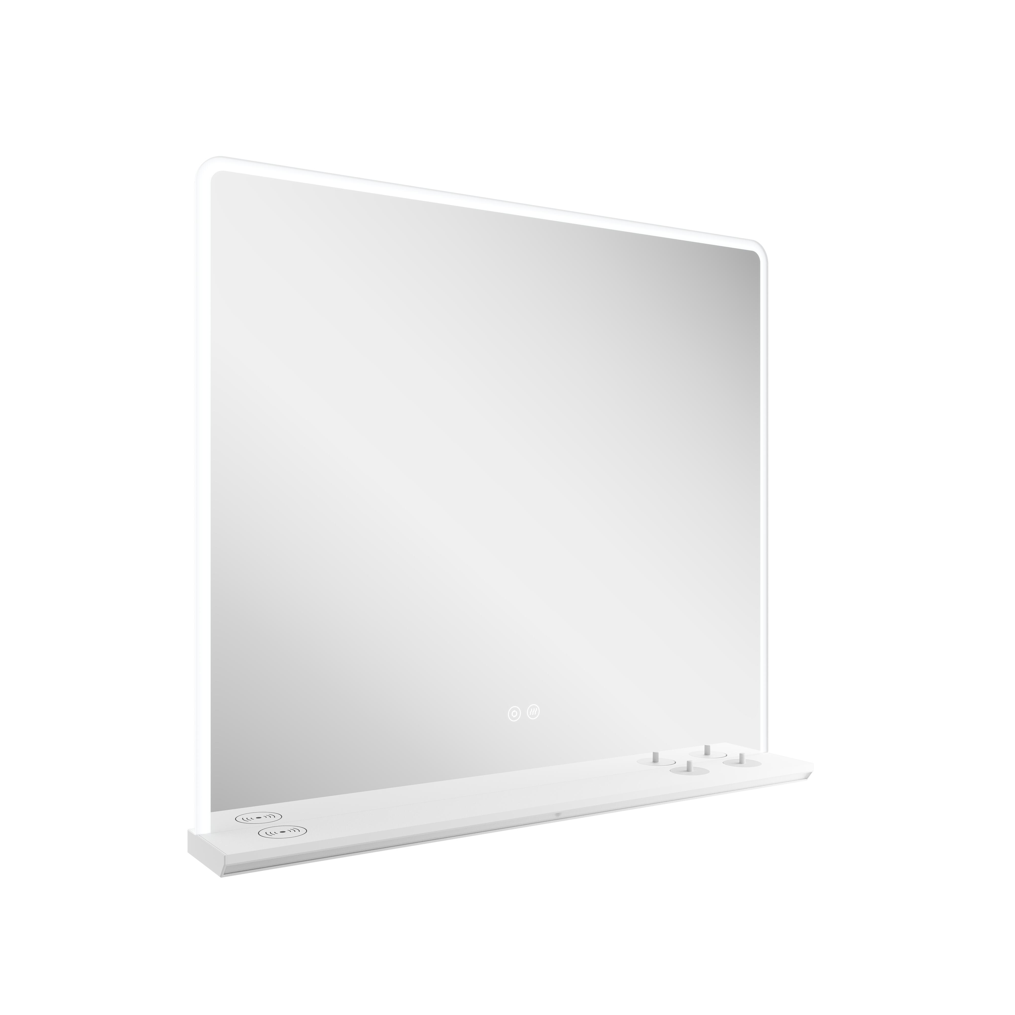 Scudo Charj 800mm x 700mm rectangular LED bathroom mirror with integrated lighting