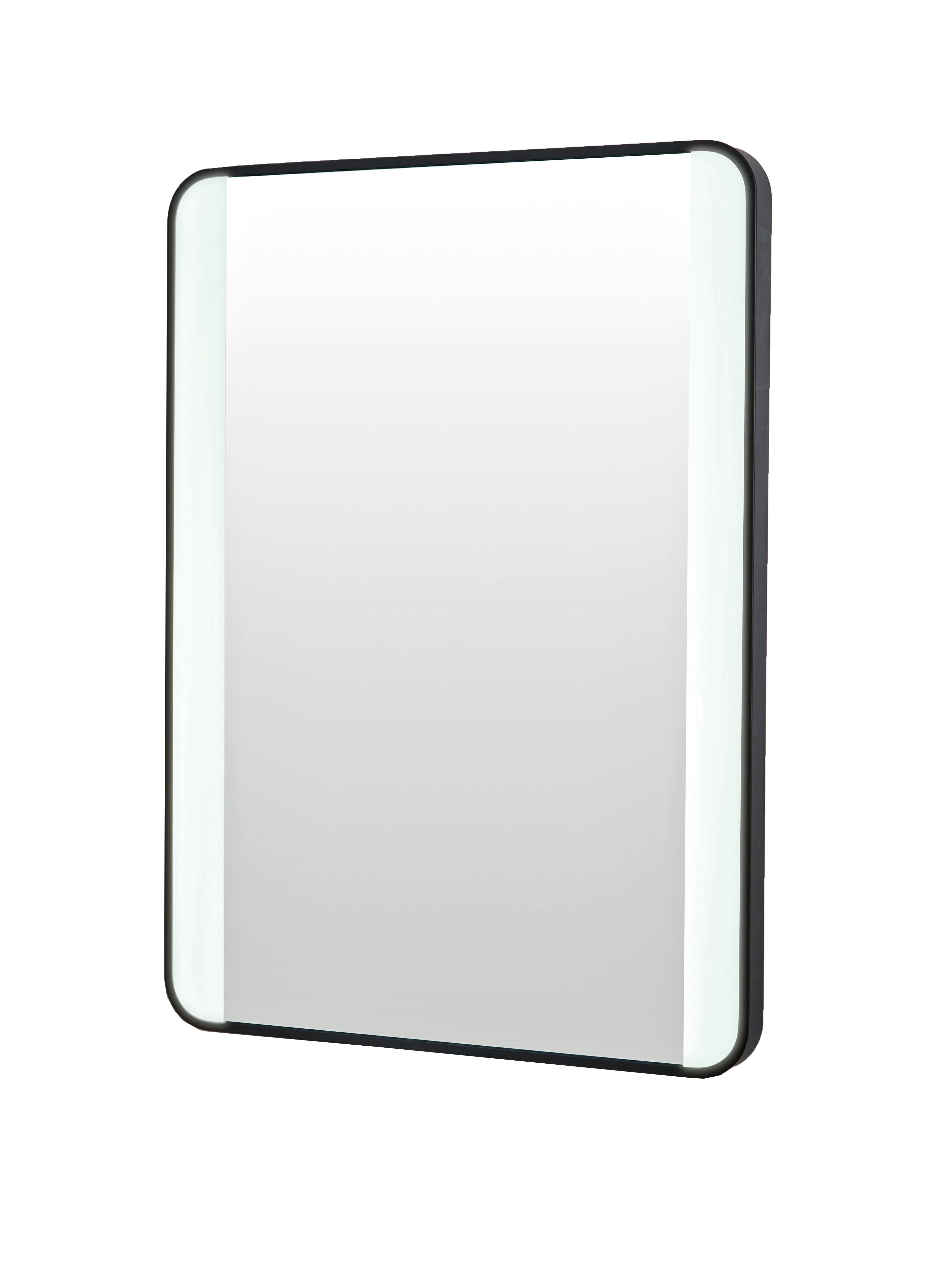 Scudo Mono 500x700mm soft square LED mirror with Matt Black frame and integrated lighting