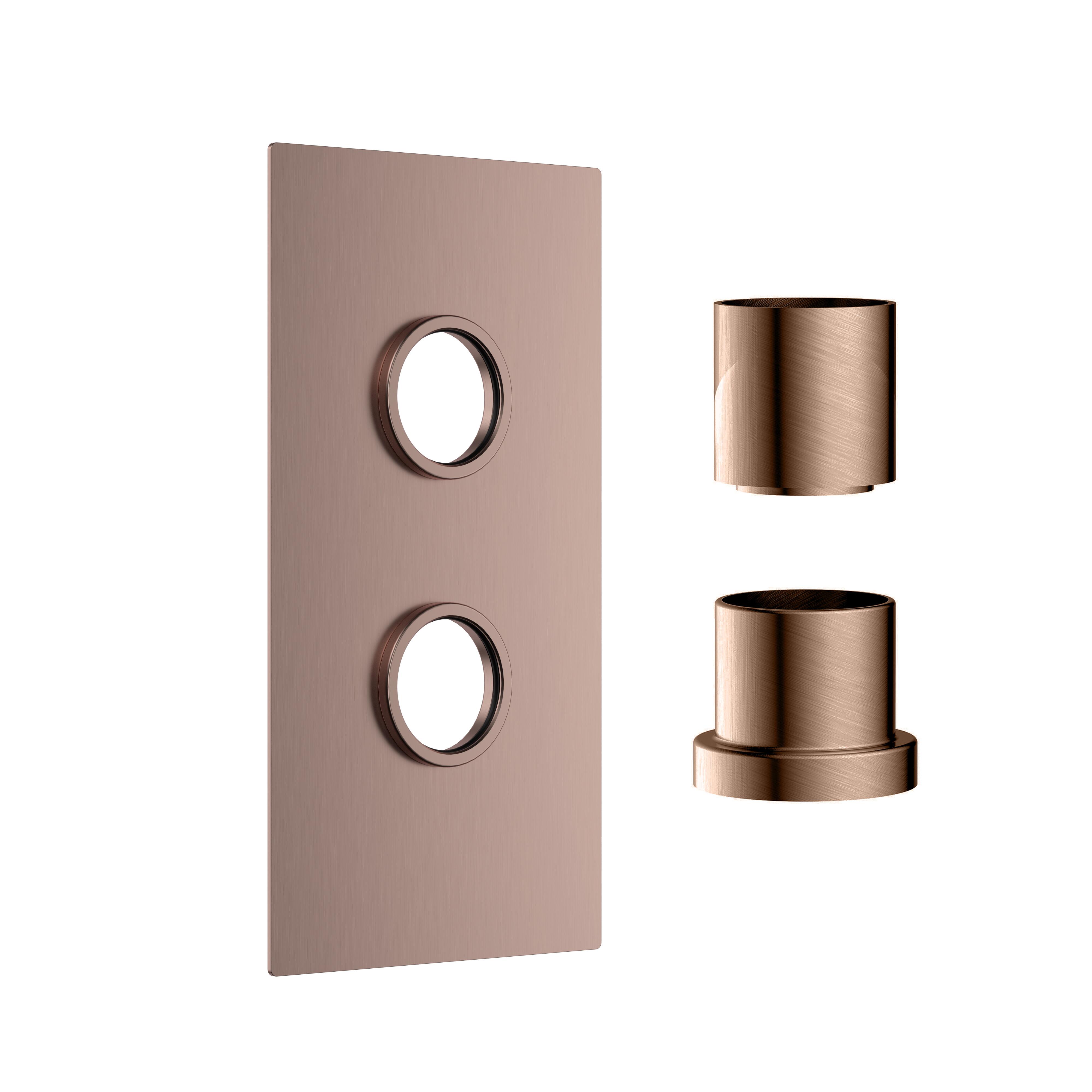Scudo concealed plate with sleeves, 1 outlet, brushed bronze finish, stainless steel