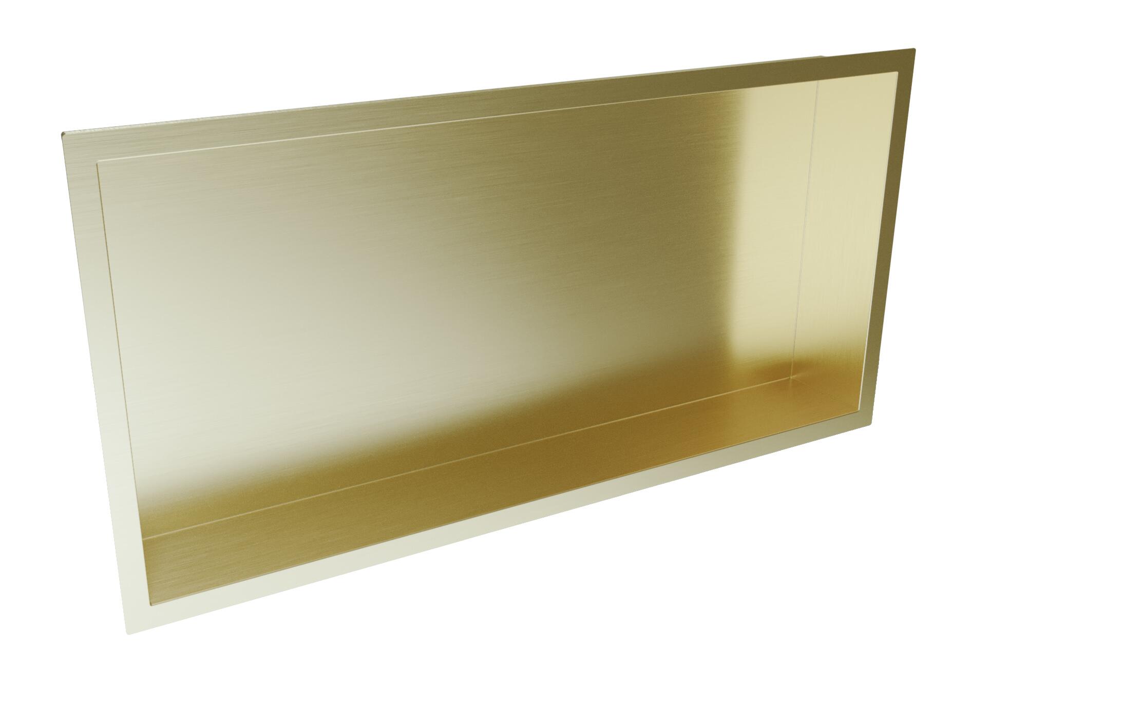 Scudo Inset Shower Niche 600x300mm, brushed brass finish, 304 stainless steel