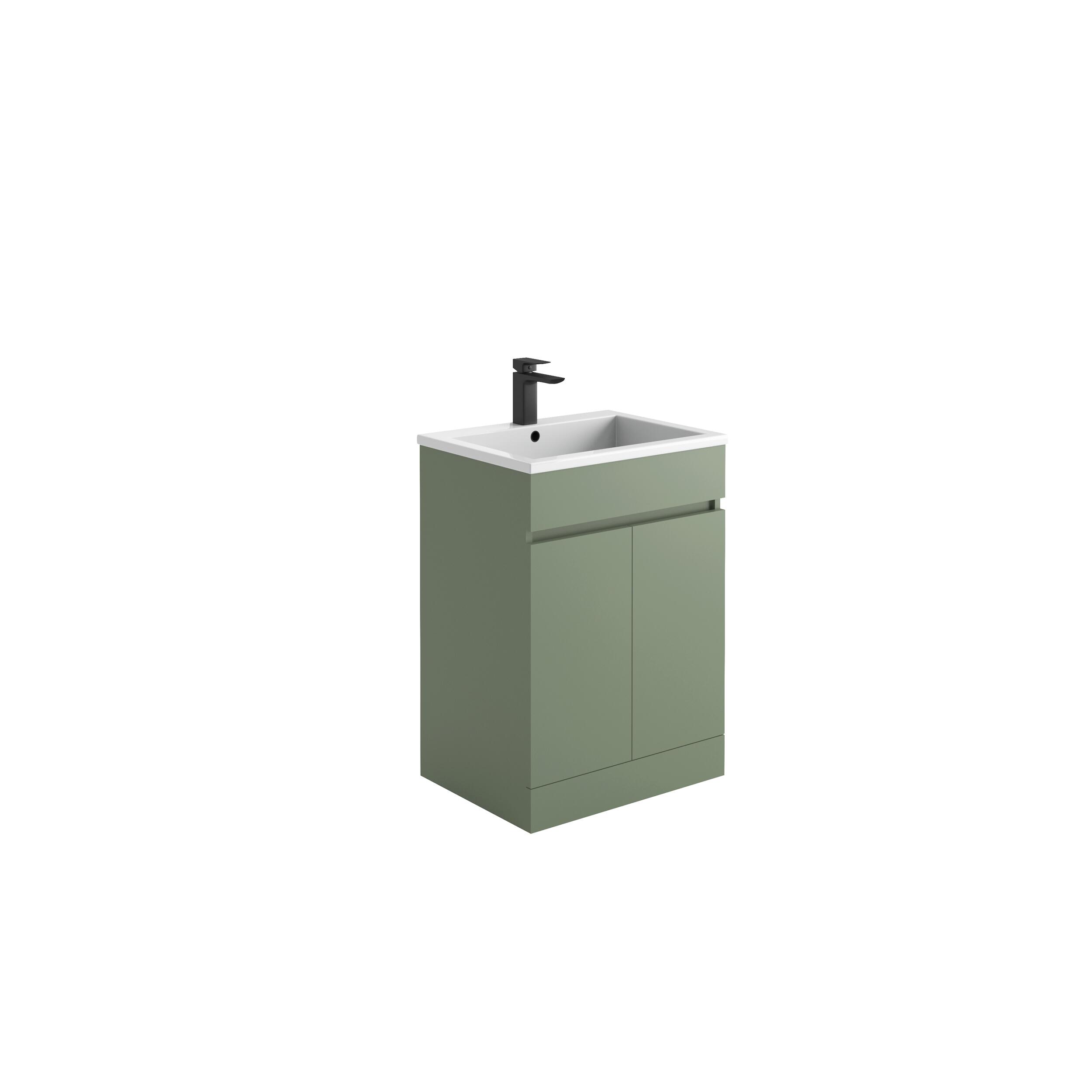 Scudo Empire 590mm floorstanding vanity unit in green MDF with soft-close doors