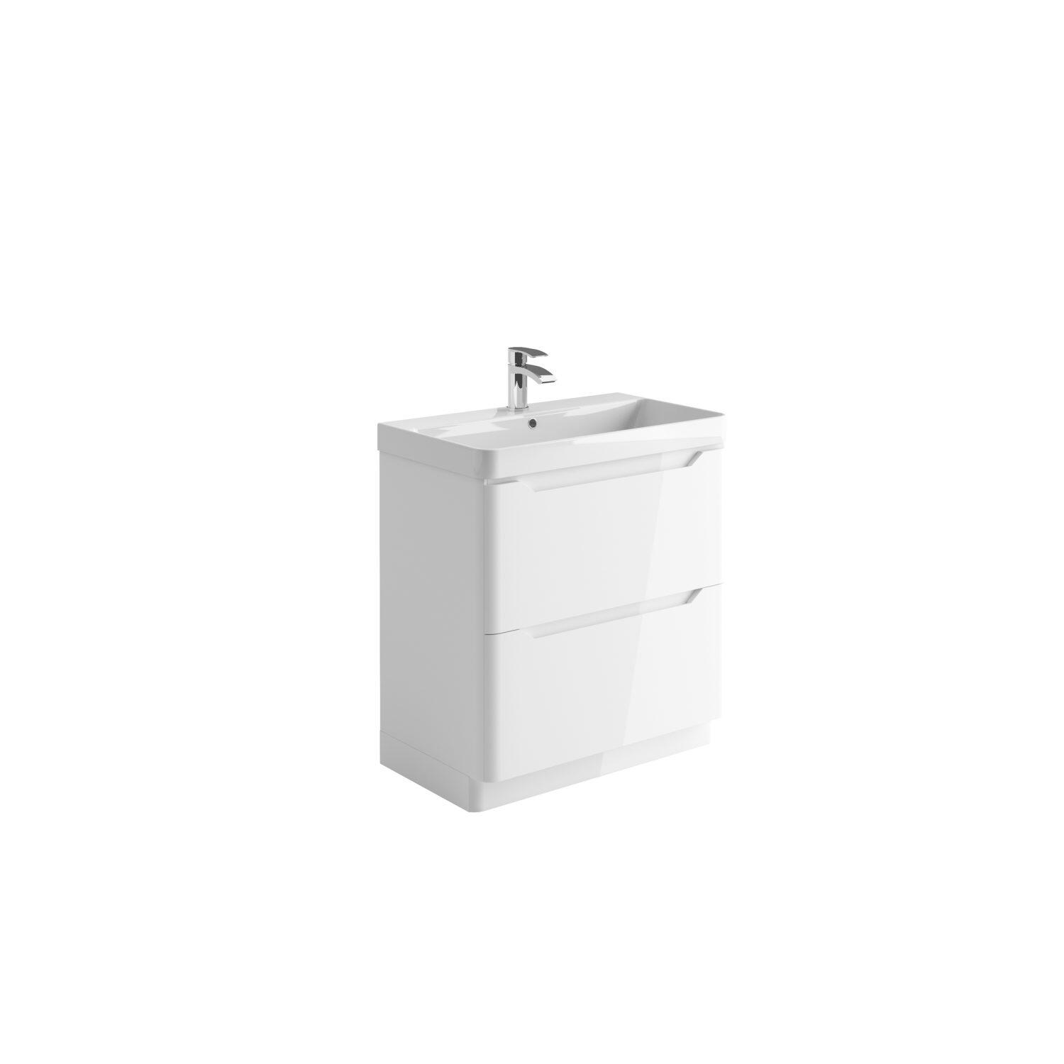 Scudo Ella 765mm white melamine floorstanding vanity unit with soft-close doors