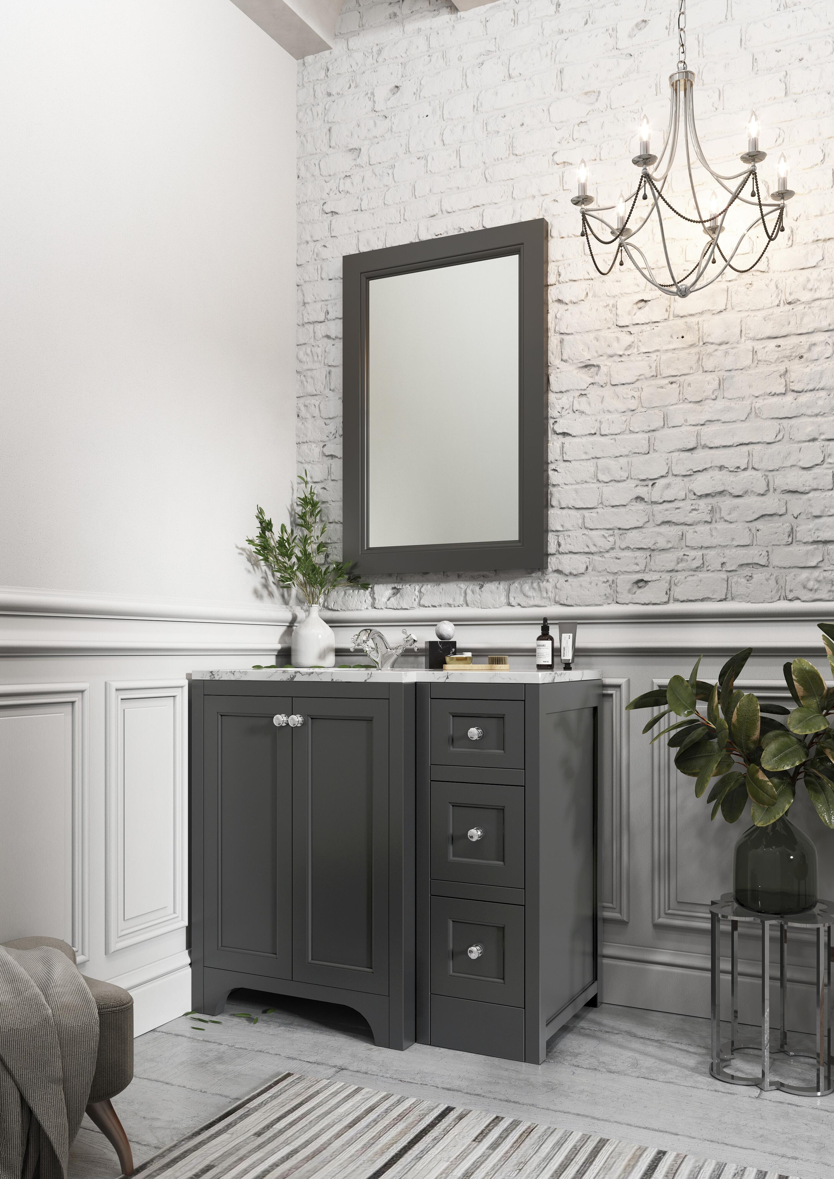 Scudo Brunswick 600mm floorstanding traditional vanity unit in Spa Grey