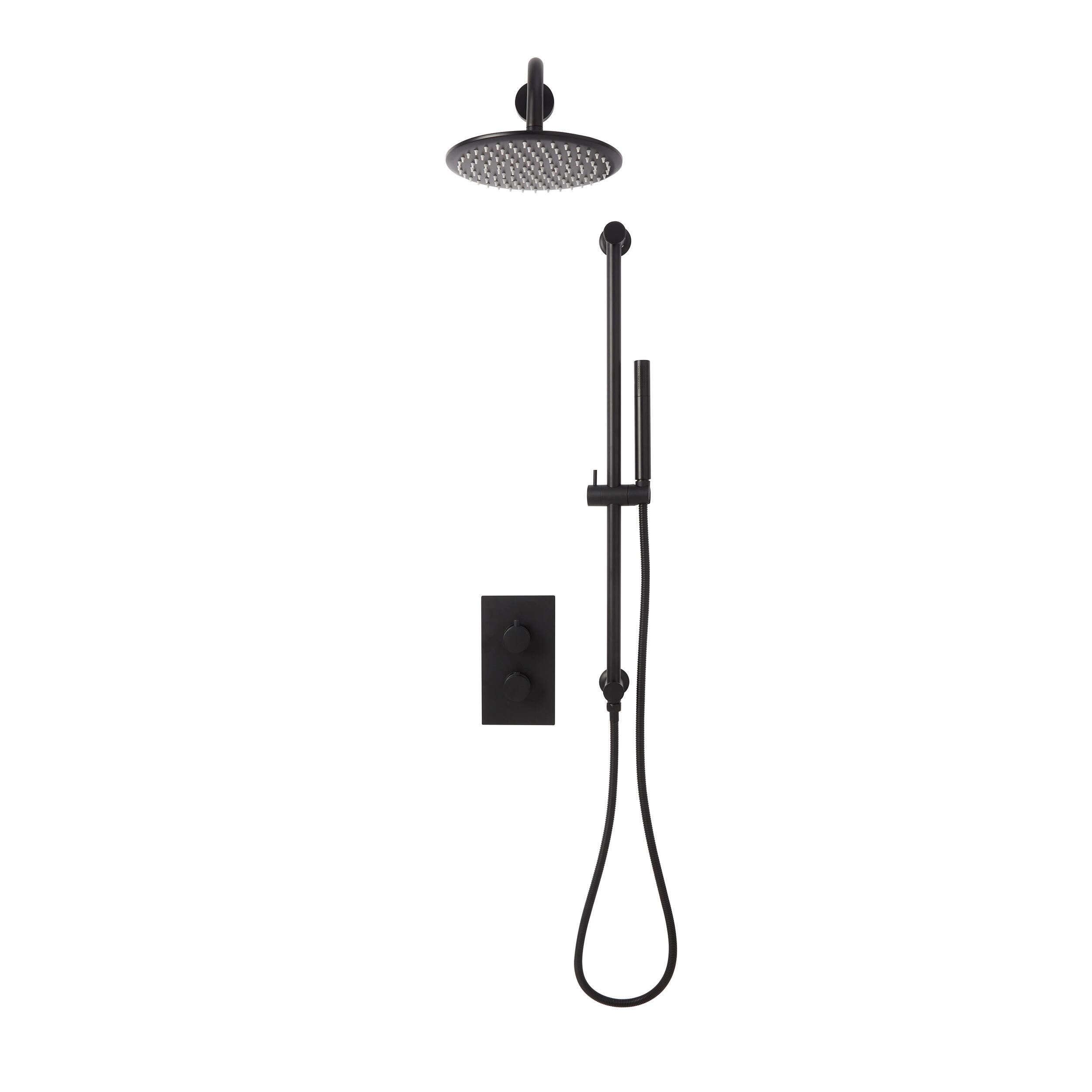 Scudo Core Matt Black round handle head and handset riser kit