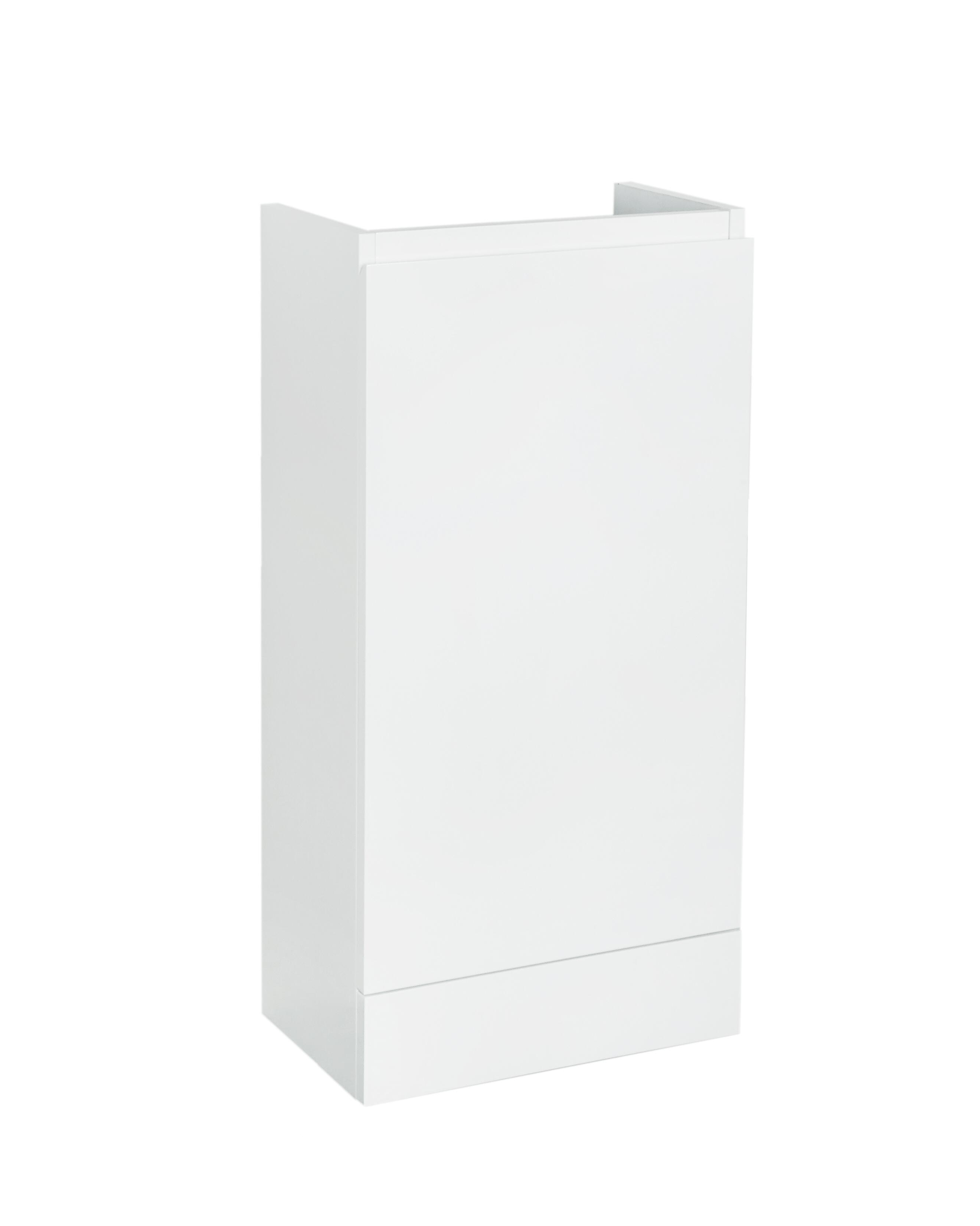Scudo Waterguard floorstanding cloakroom unit, 420mm, Gloss White PVC, integrated basin