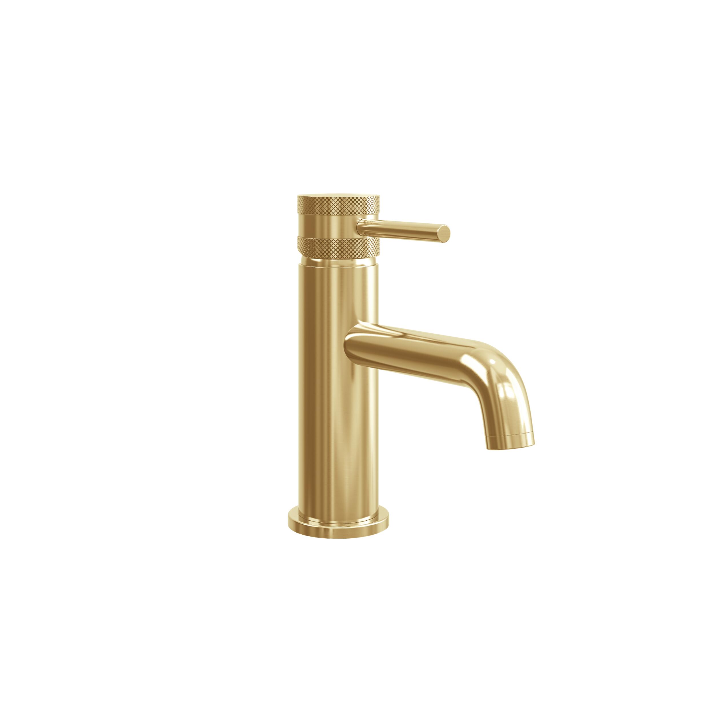 Scudo Core Collection deck mounted basin mixer, brushed brass finish, lever handle