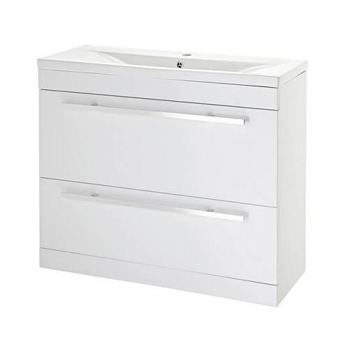 NUIE 1000mm Floor Standing High Gloss White Vanity Unit And Basin 820 X NUIE 1000mm Floor Standing High Gloss White Vanity Unit And Basin 820 X