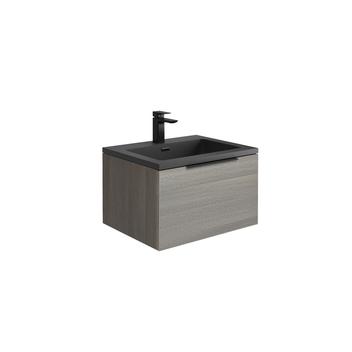 Scudo Ambience 590mm wall hung vanity unit in melamine/oak finish, contemporary style