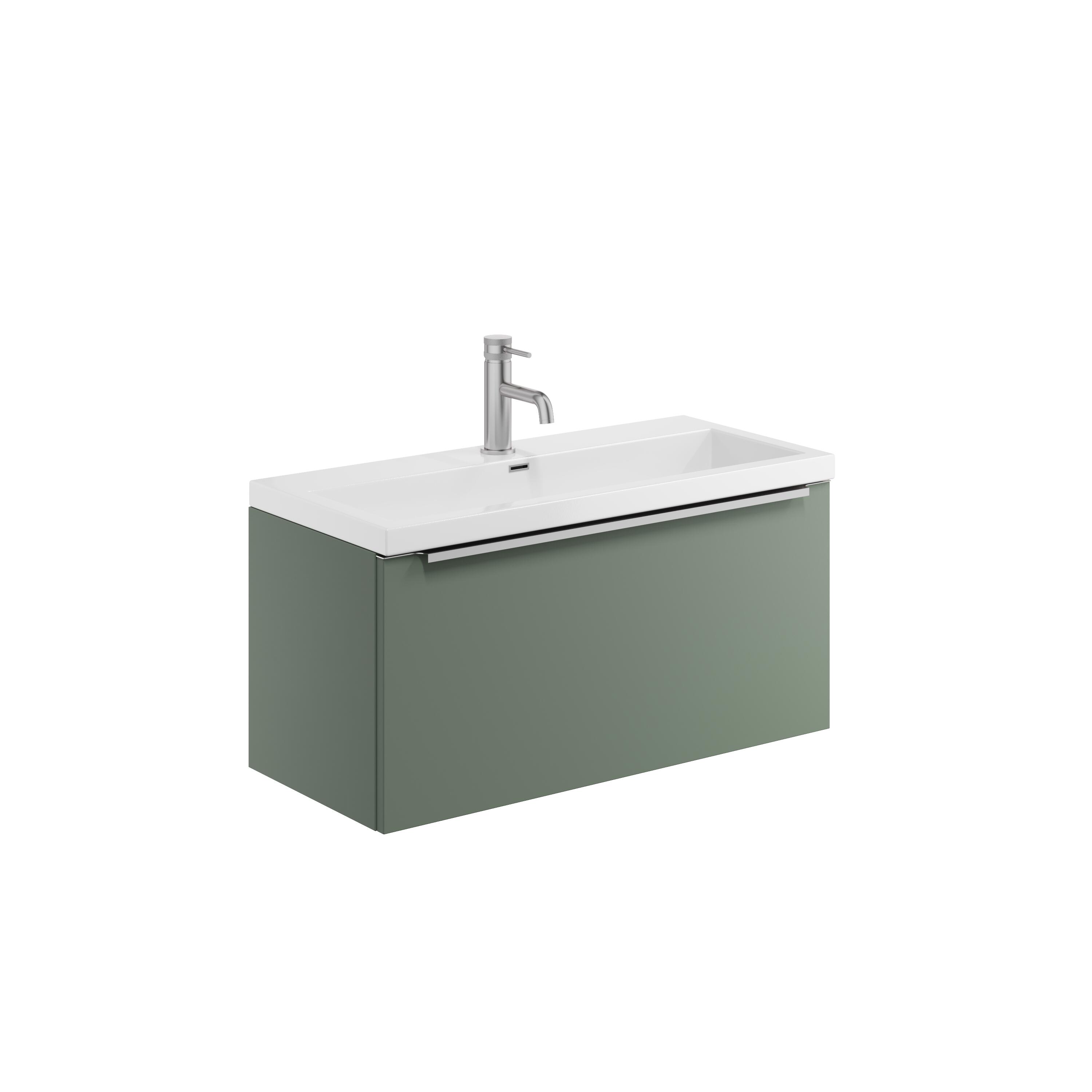 Scudo Muro PLUS wall hung vanity unit in Reed Green finish, contemporary style, 455mm width