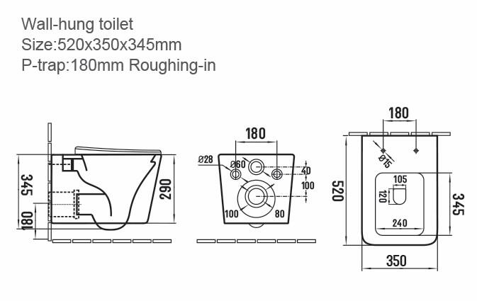 JT Spas Scudo Riviera Wall Hung Toilet Pan