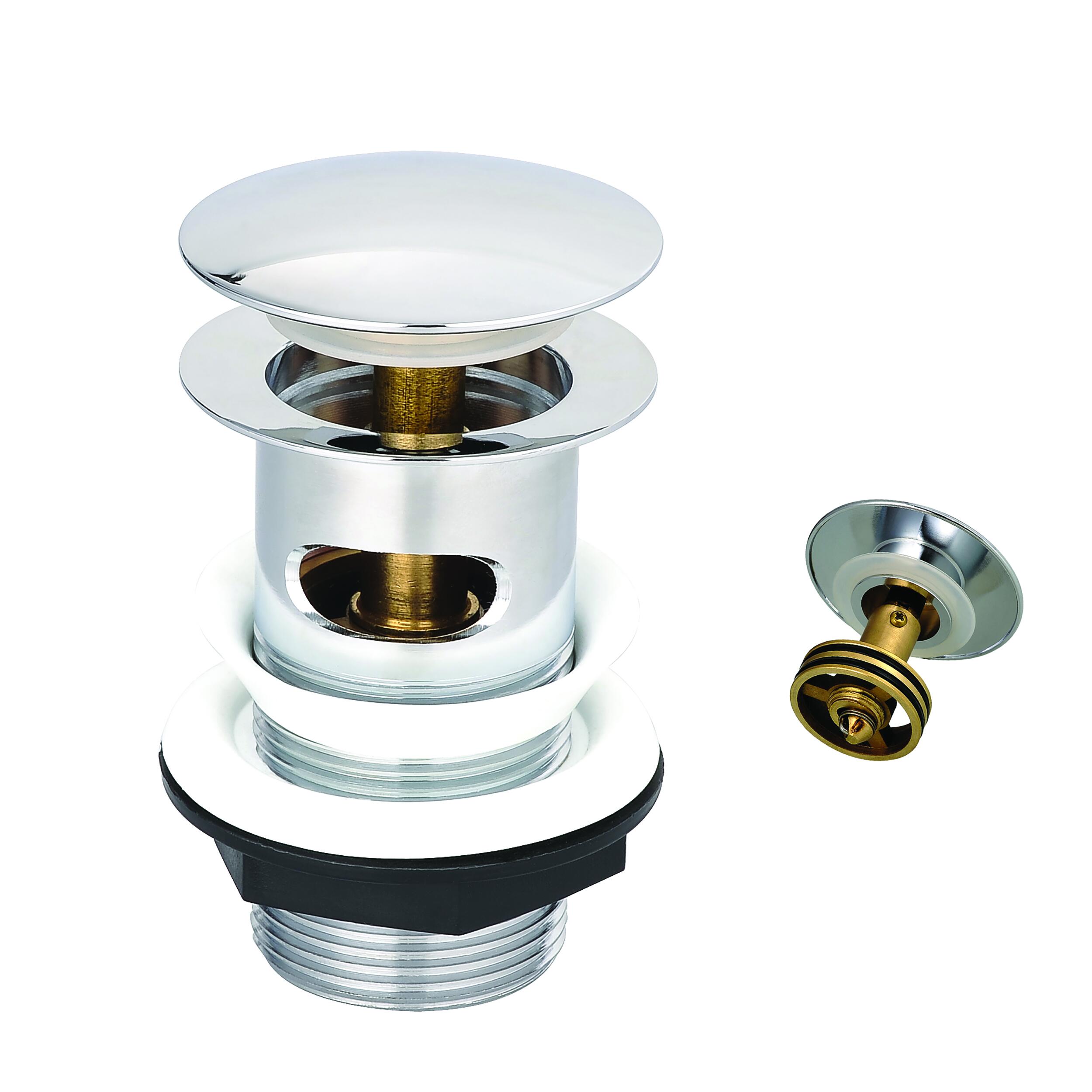 Scudo Round Dome Slotted Sprung Basin Waste, chrome finish, brass construction