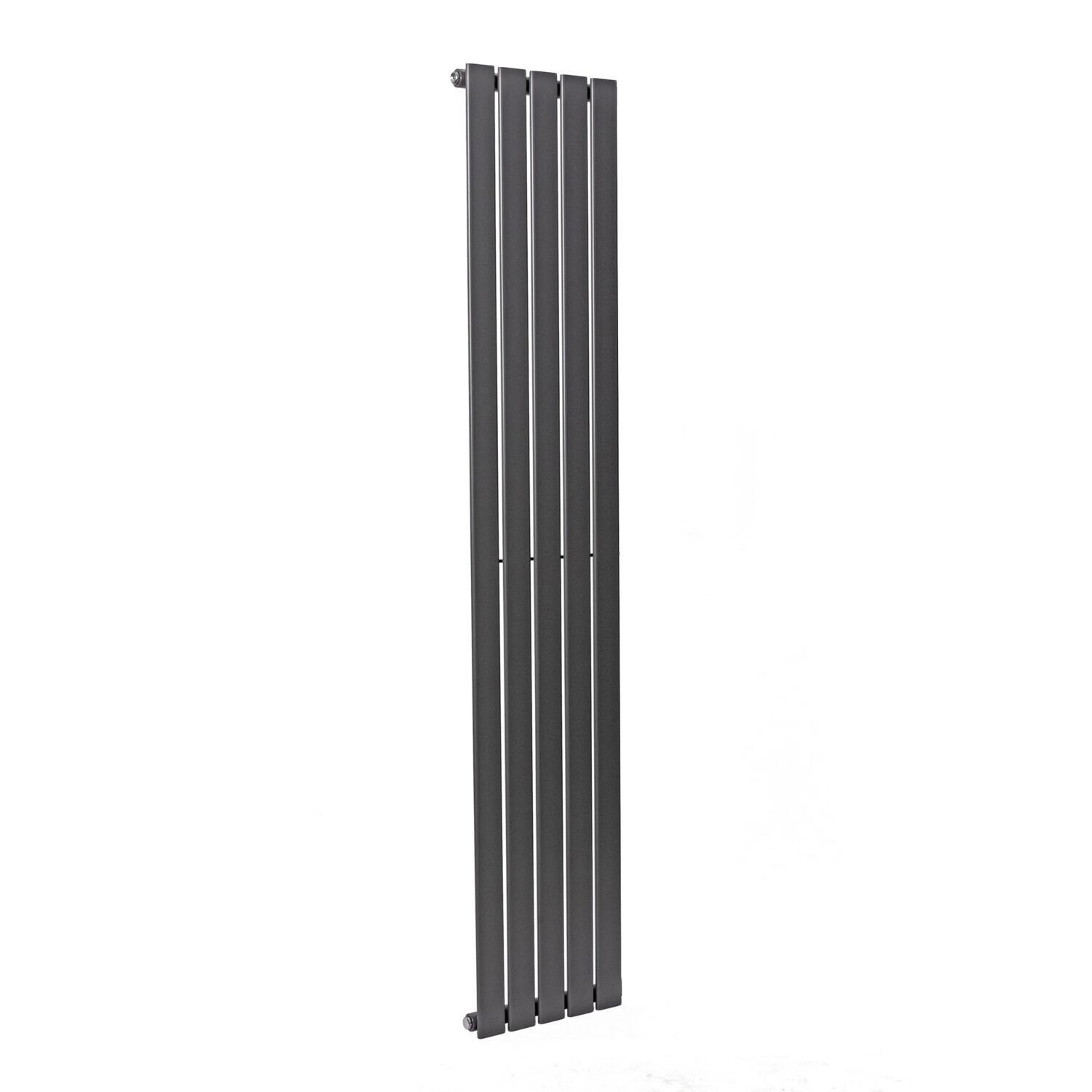 Scudo Bravo anthracite designer radiator, vertical single panel, 1800mm height x 340mm width, steel construction