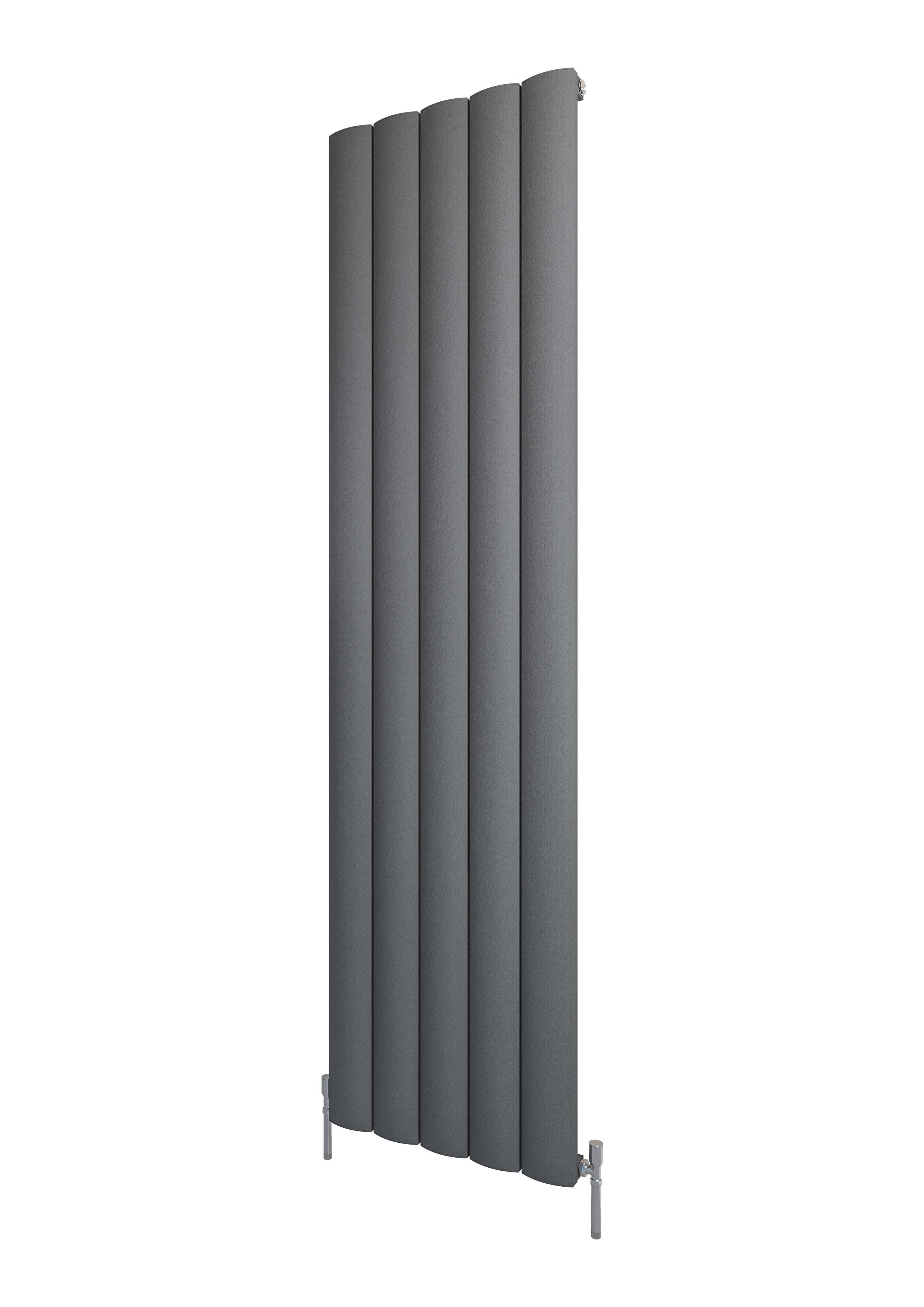 Scudo Korali vertical towel warmer in anthracite aluminum finish, 1800mm height, textured surface