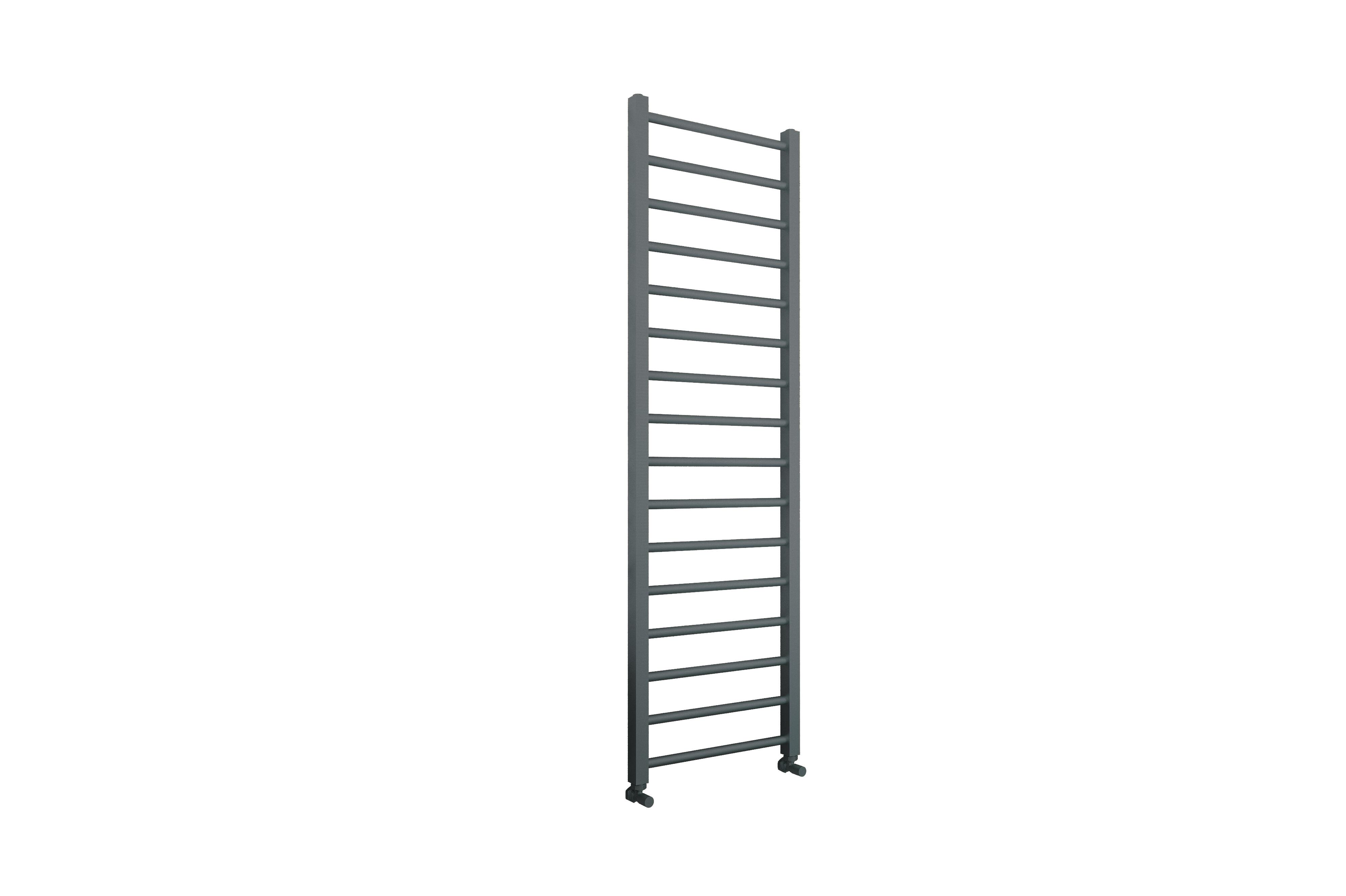 Scudo Vibe brushed brass heated towel rail, 1600mm height, steel construction