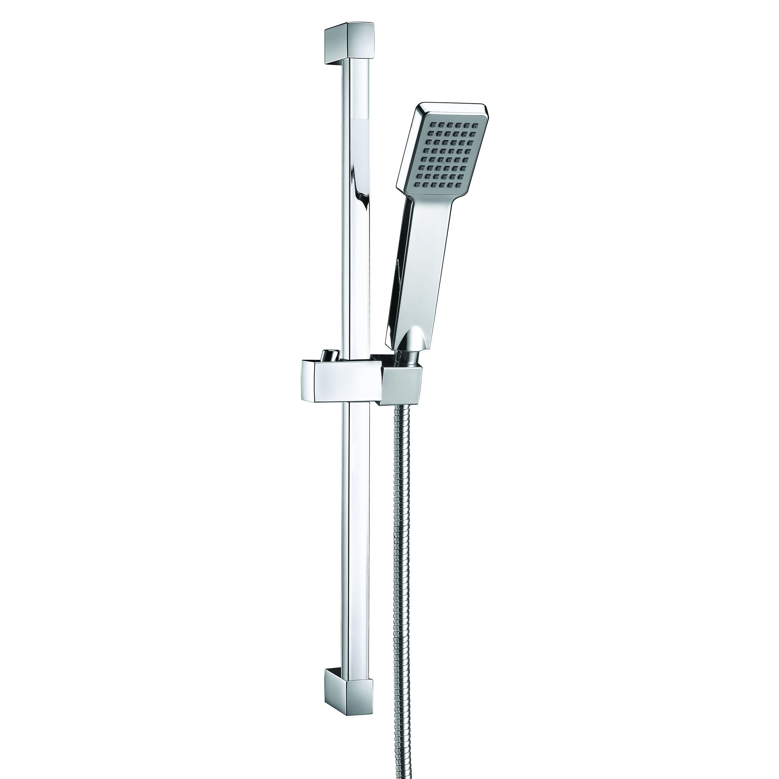Scudo Square Slide Rail Kit with Paddle Handset, Chrome finish, Steel construction