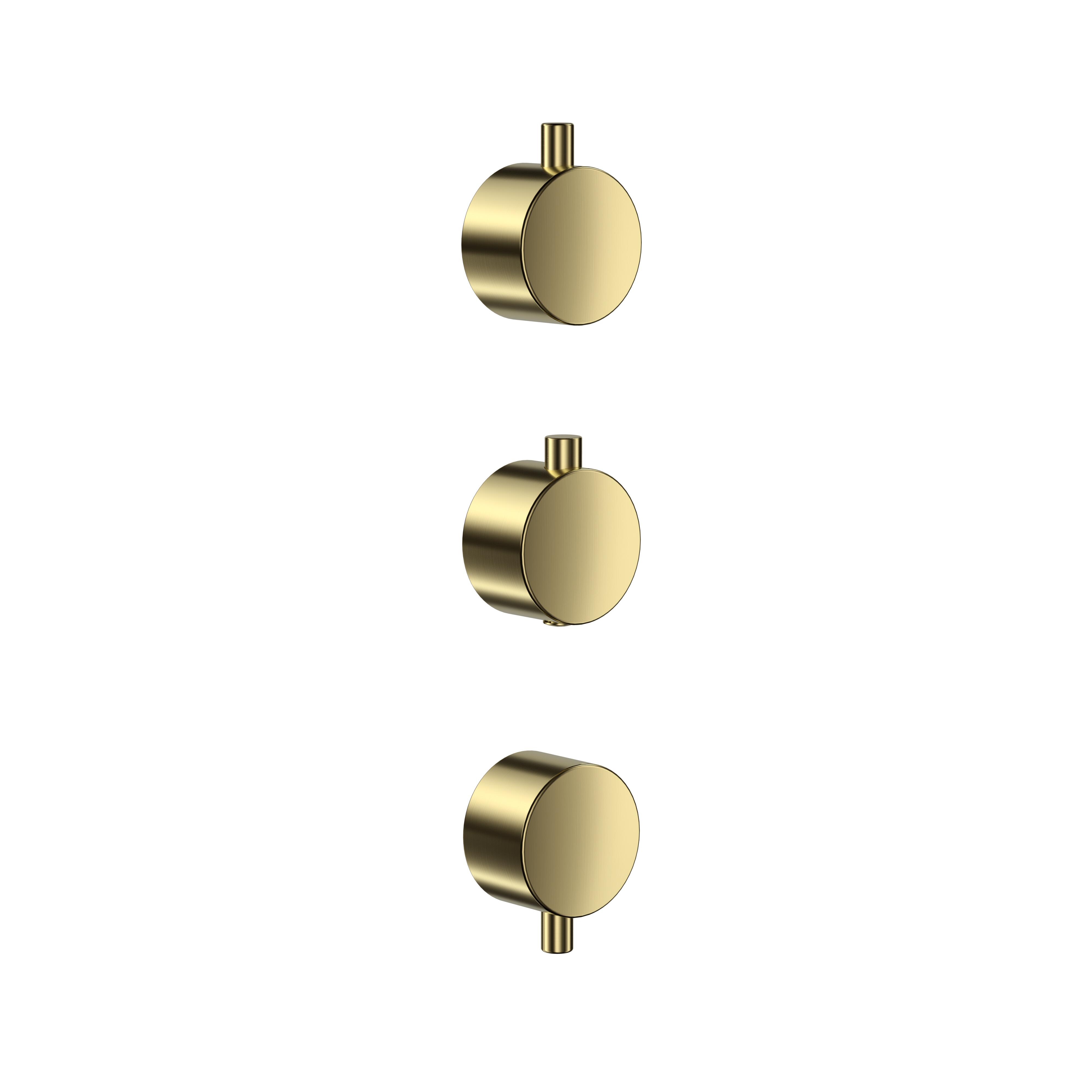 Scudo Concealed Plain Handle 3 Pack, Brushed Brass, Stainless Steel, wall mounted