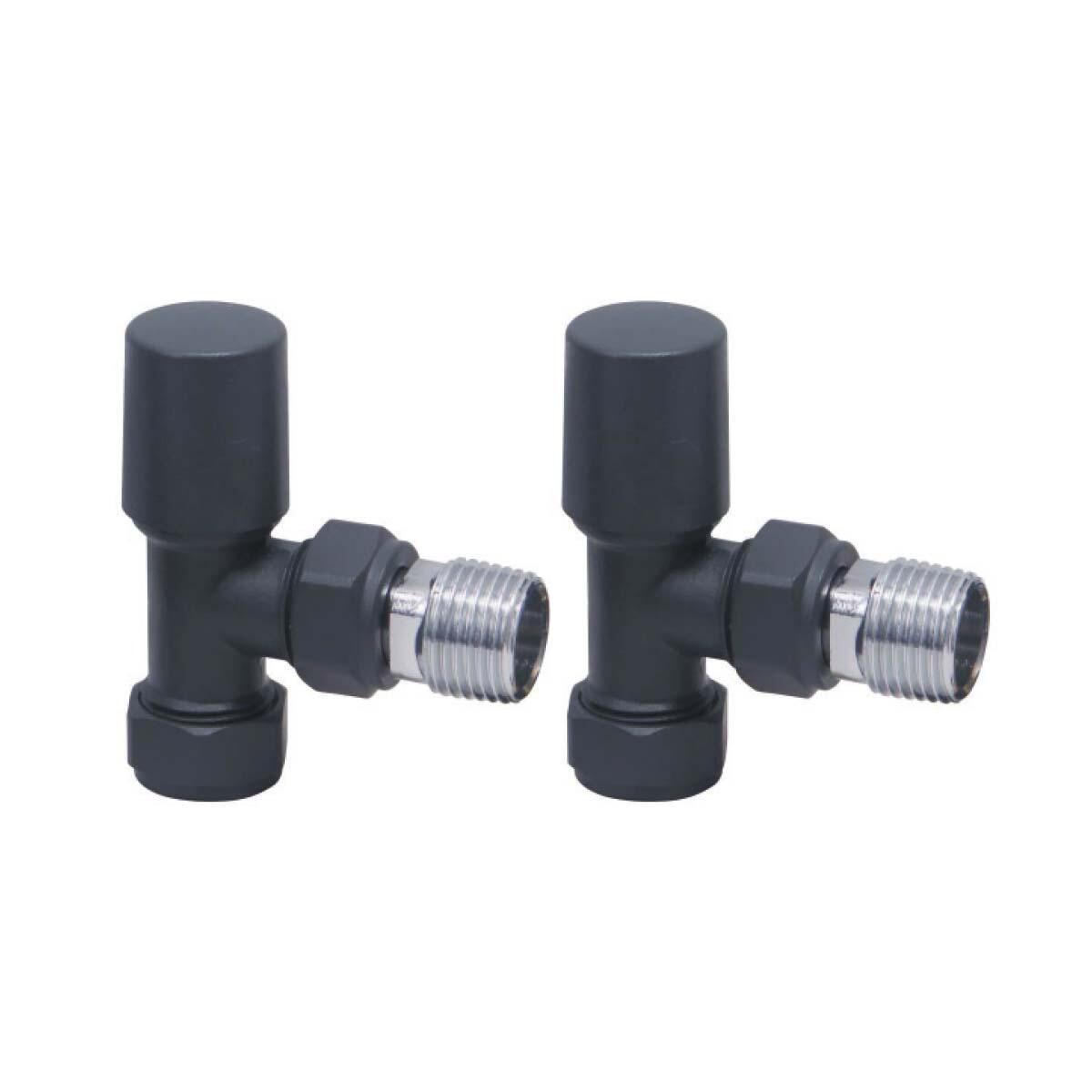 Scudo Carbon Anthracite angled radiator valve pair, 15mm, brass construction