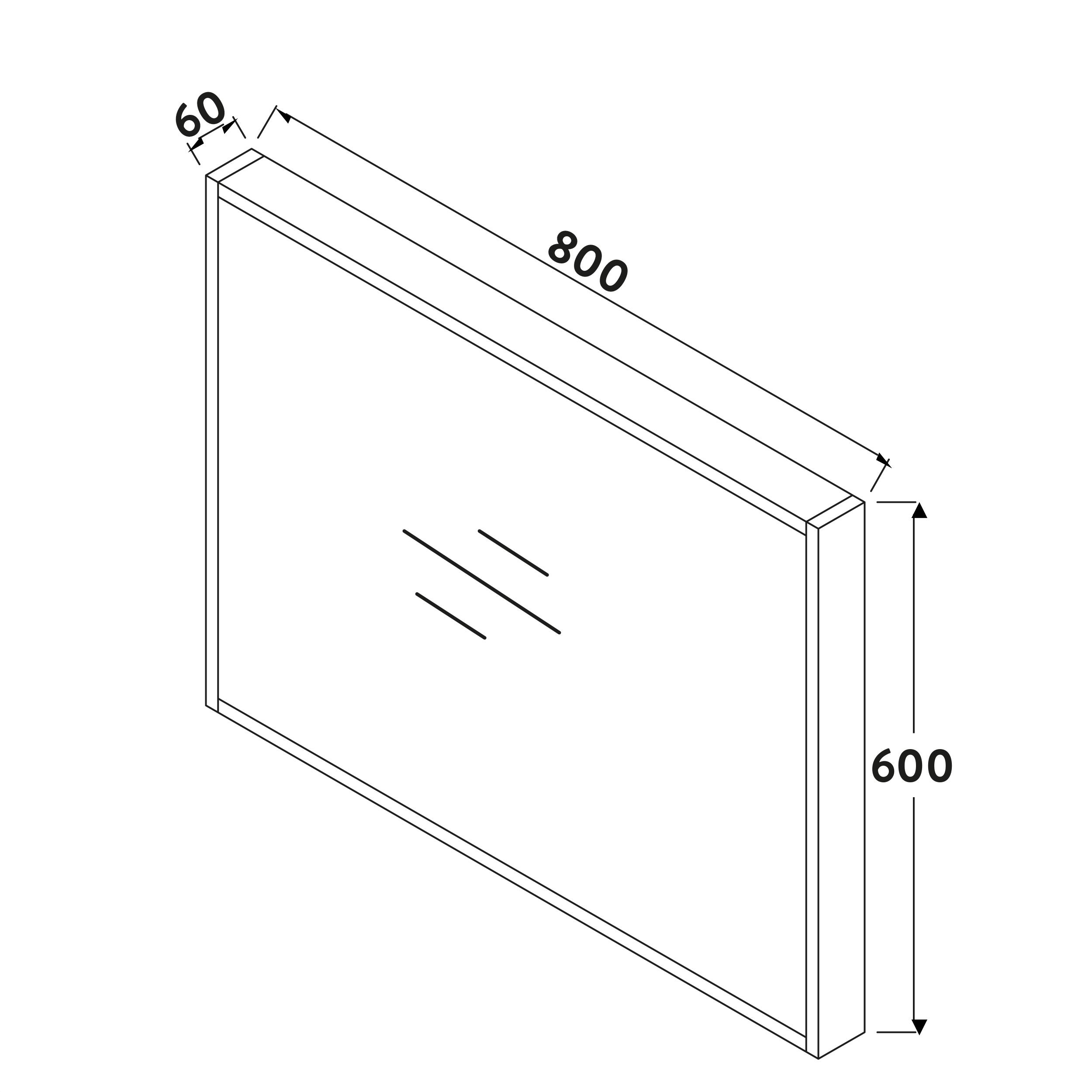 Scudo Ambience rectangular bathroom mirror, 800mm height x 600mm width, matt white finish, with integrated lighting