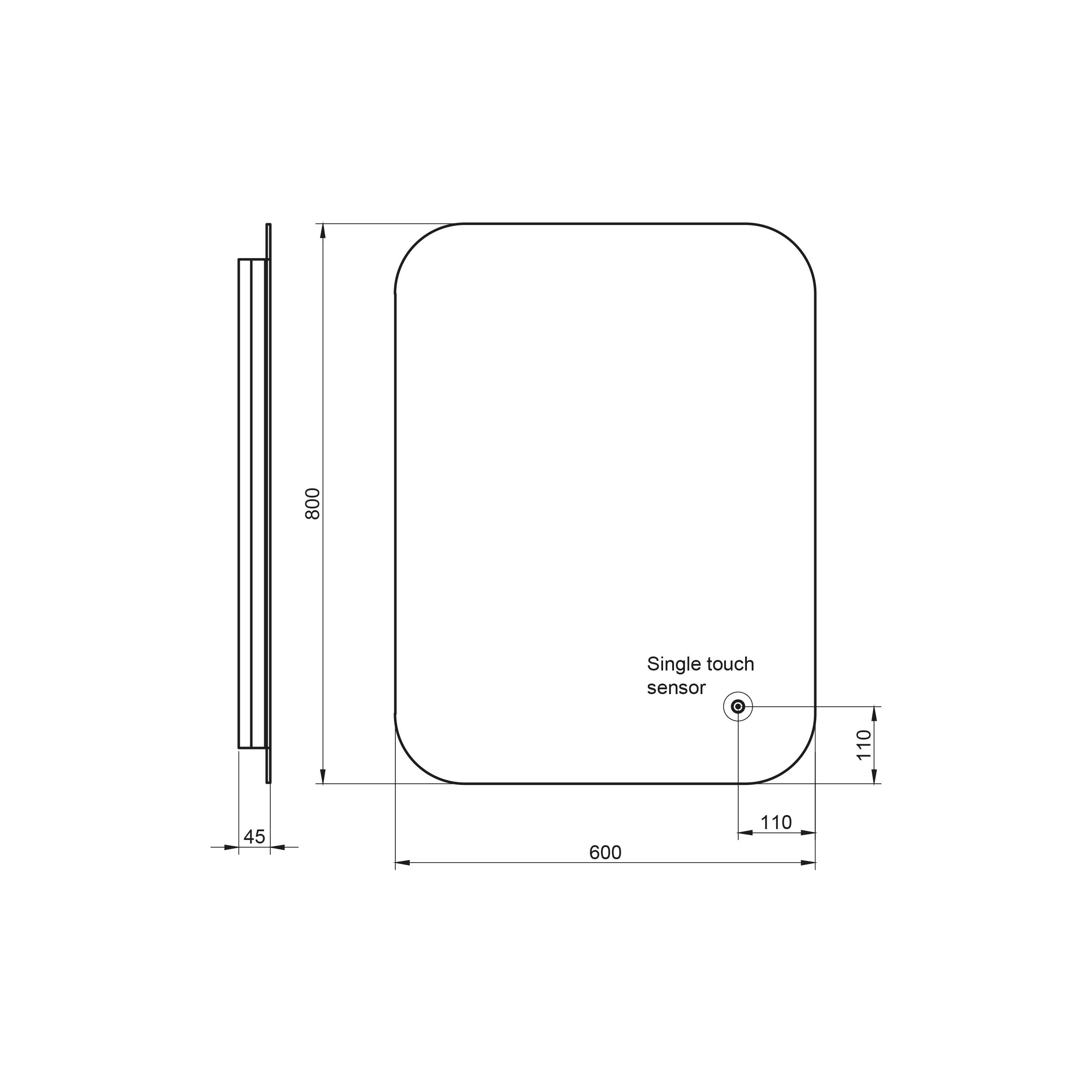 Scudo Aura 800x600mm rectangular LED mirror with demister pad and shaver socket