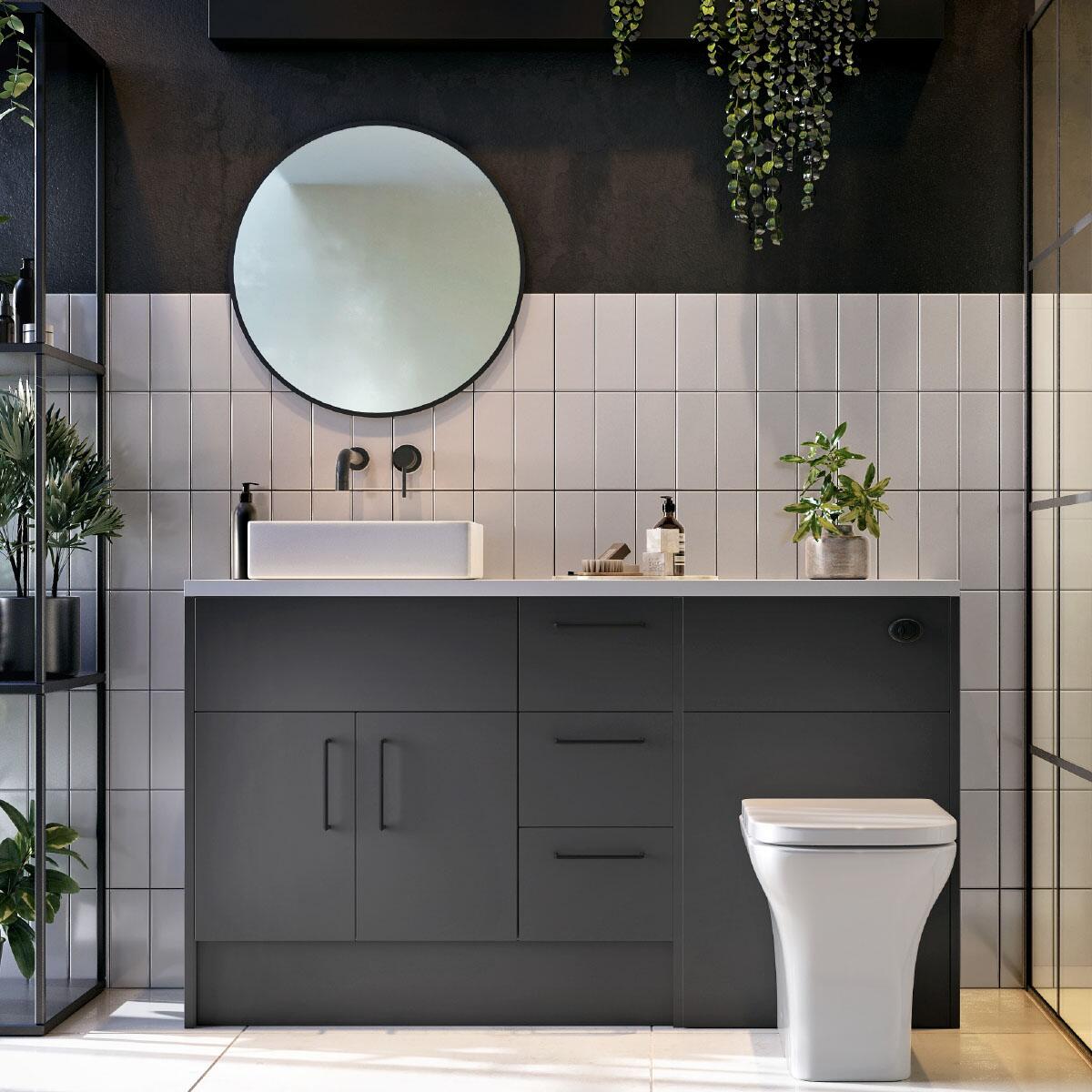 Scudo Macie 600mm LED Round Mirror in Black with integrated lighting