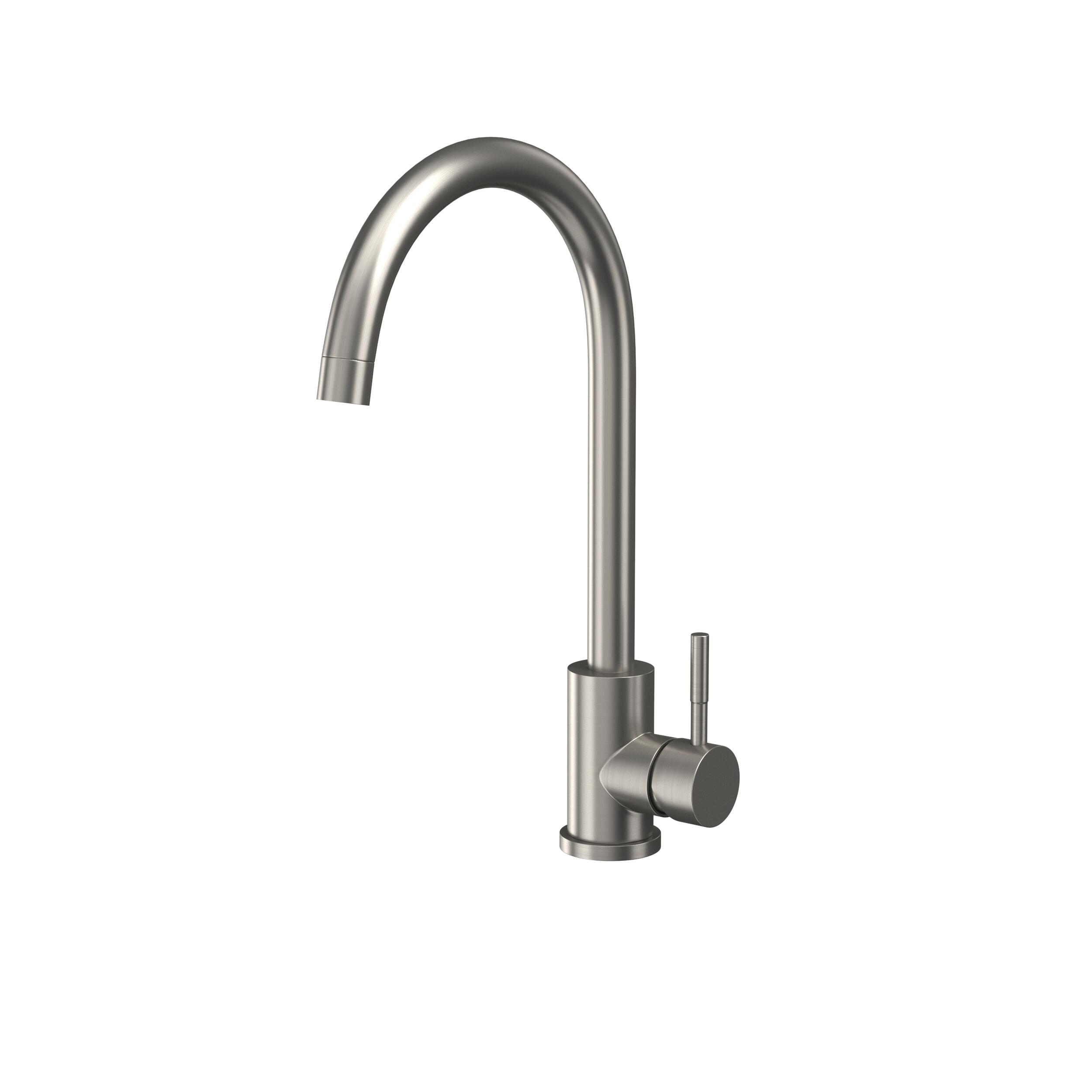 Scudo Manhattan 1 tap hole kitchen mixer tap in brushed stainless steel with single lever handle