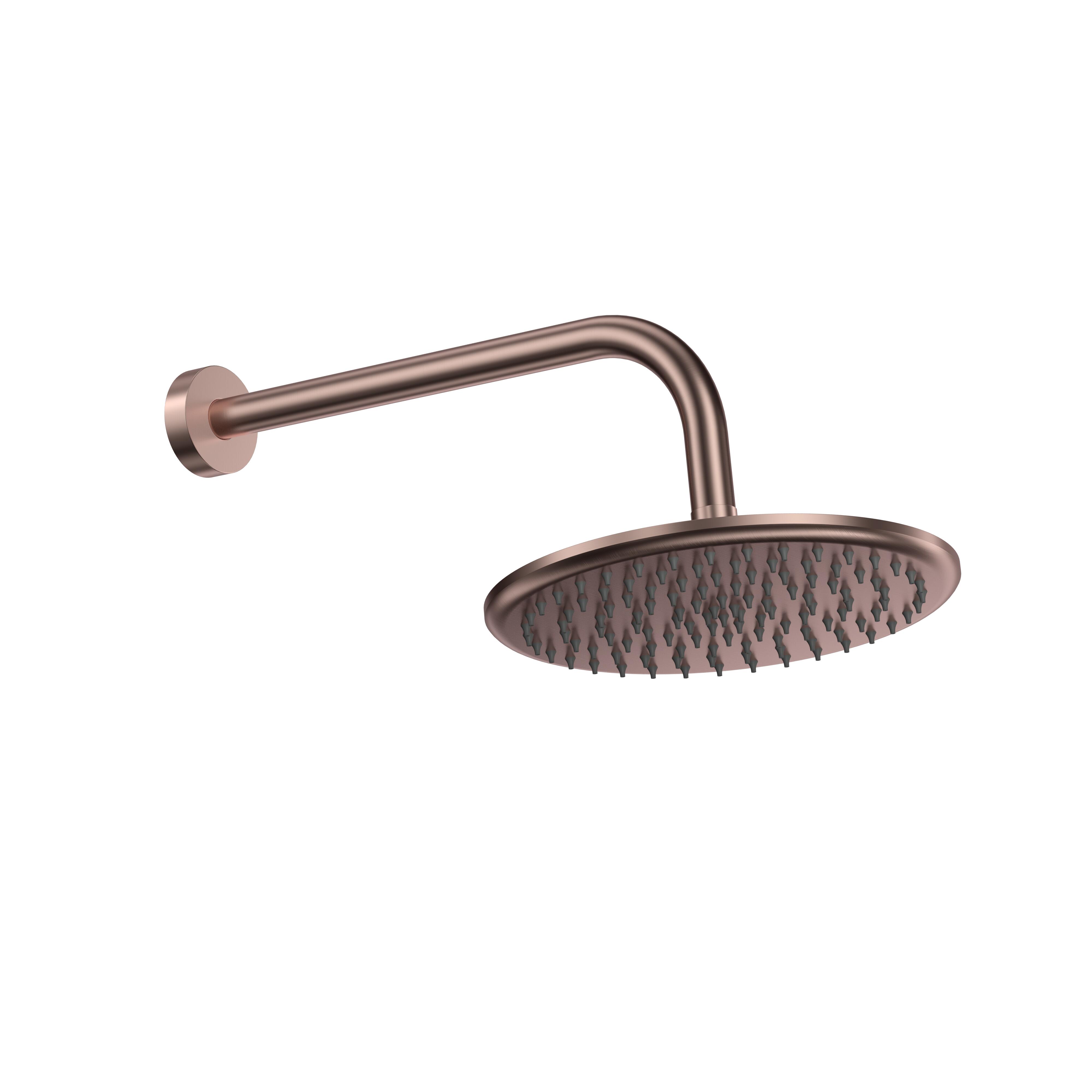 Scudo Colour Round Shower Arm & Head in Brushed Bronze, made from brass