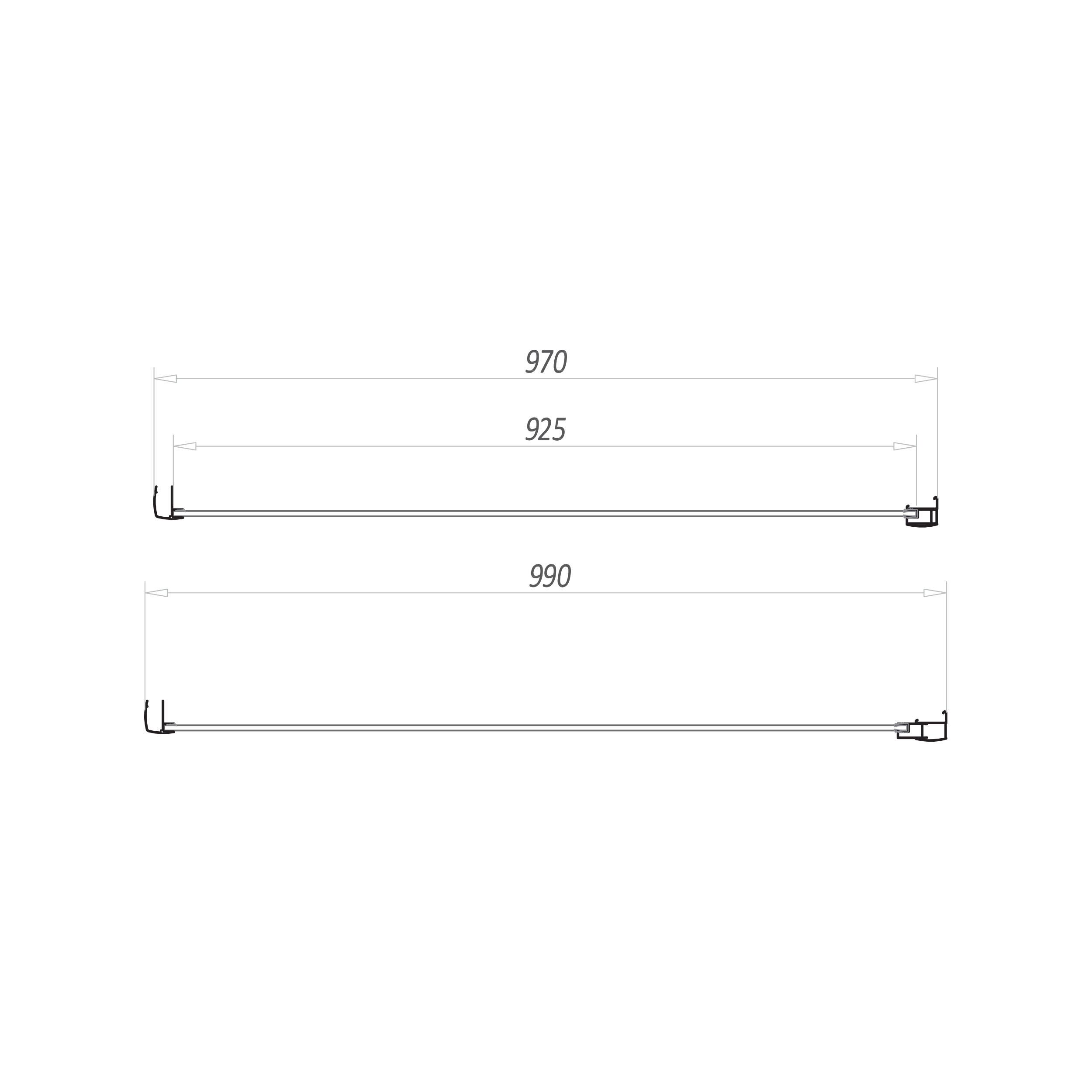 Scudo S6 1000mm clear glass shower side panel with chrome frame