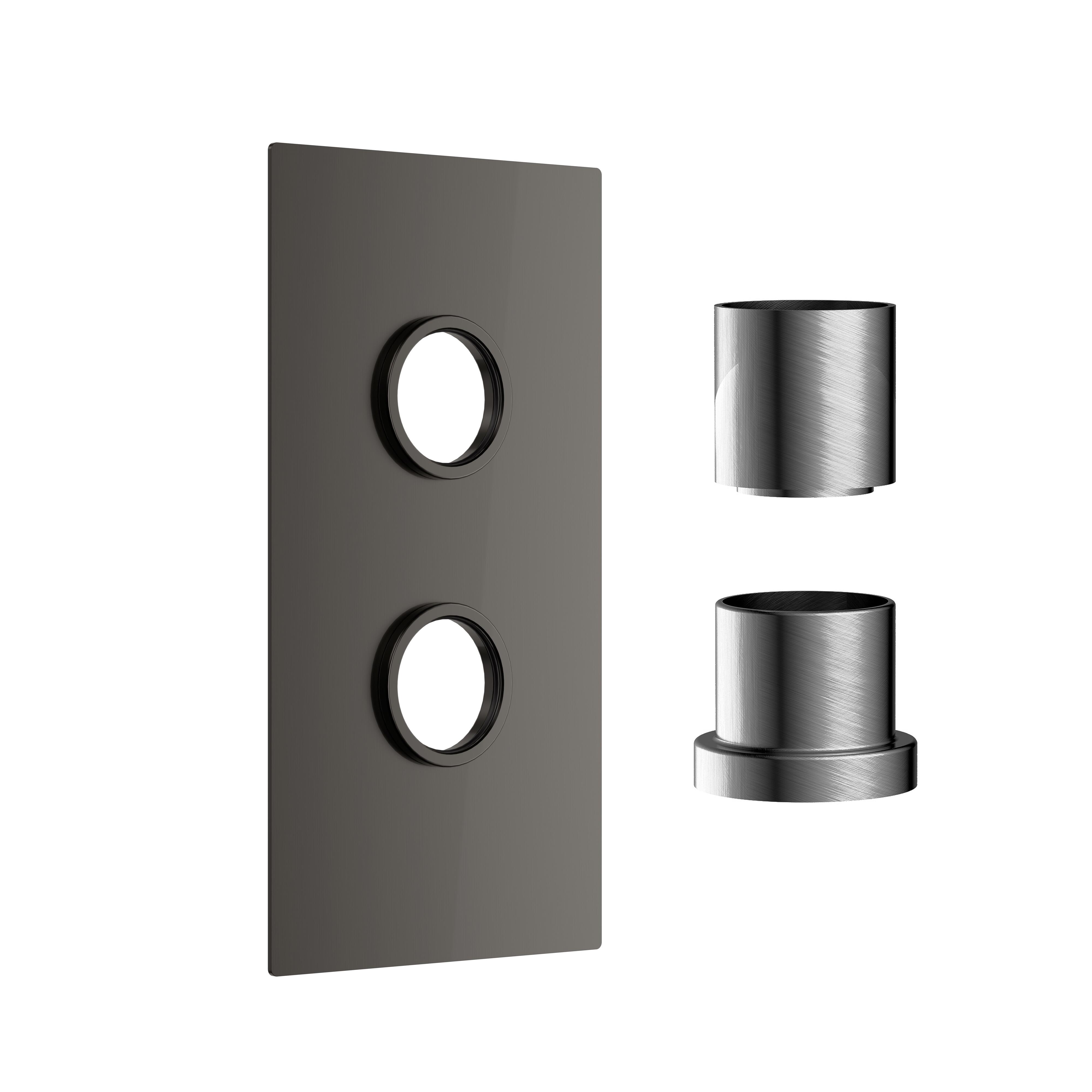 Scudo Concealed Plate with Sleeves, 1 Outlet, Gun Metal Stainless Steel