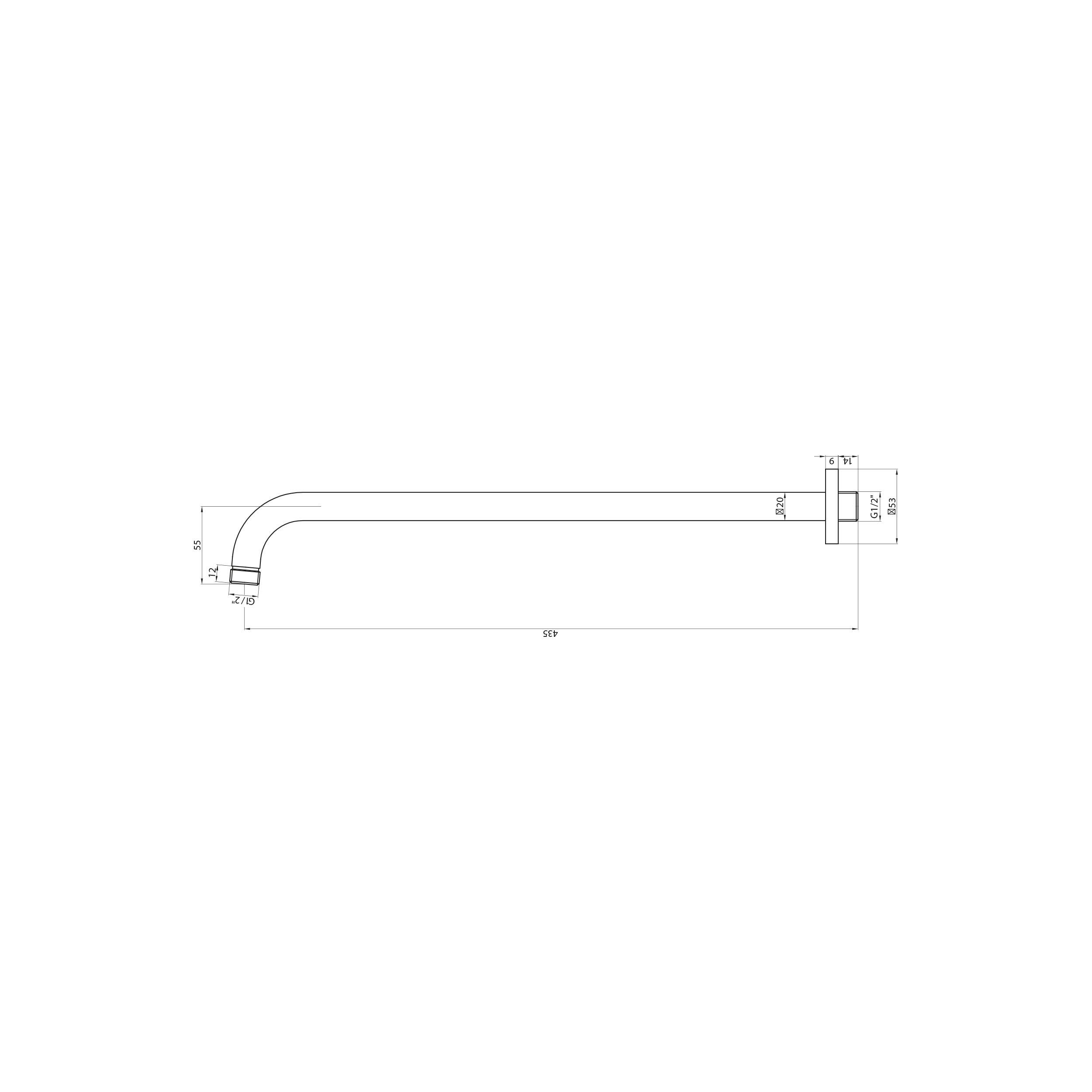 Scudo round extended wall mounted shower arm, chrome finish, steel construction