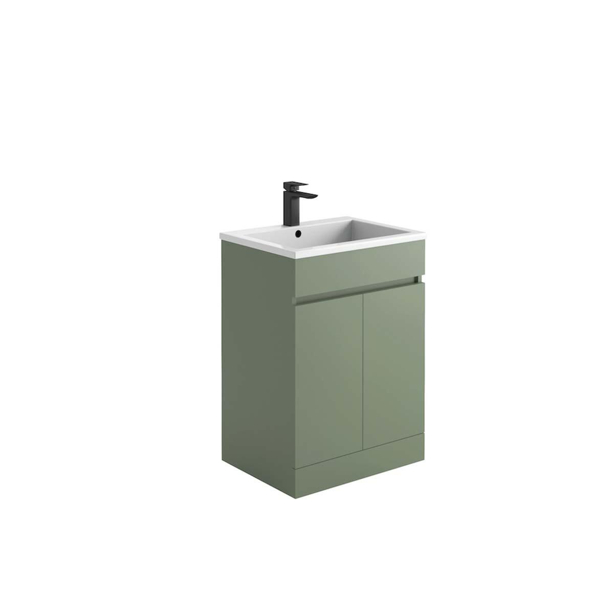 Scudo Empire 590mm floorstanding vanity unit in green MDF with soft-close doors