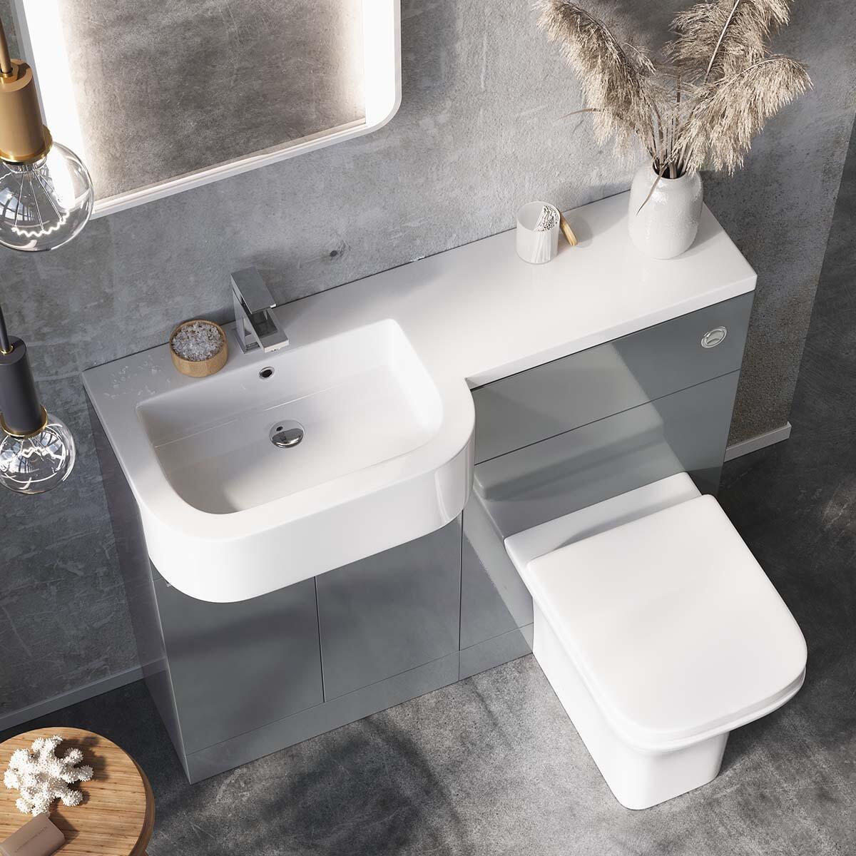 Scudo Carlo 514mm floorstanding bathroom unit in matt grey MDF with handles