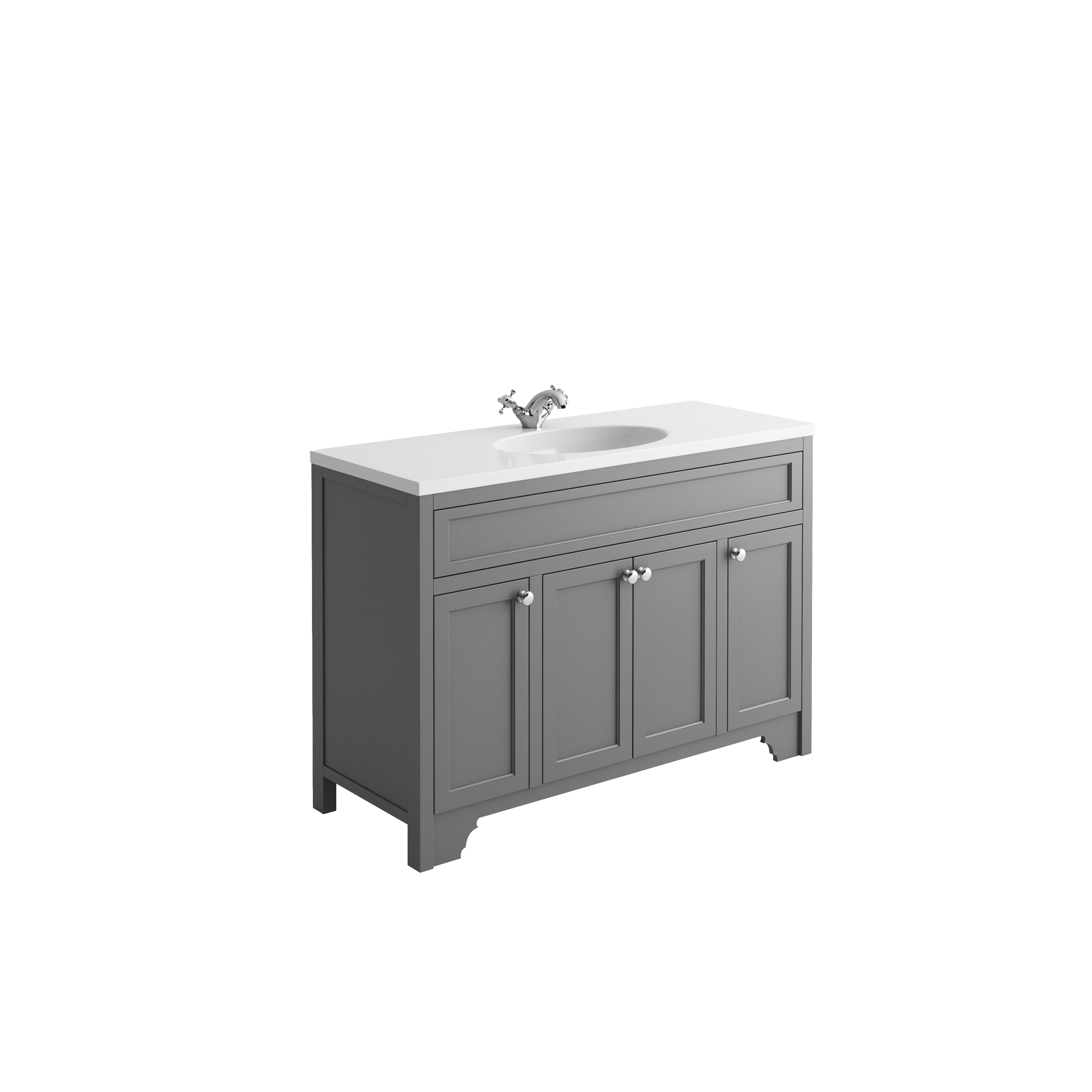 Scudo Duchy 1200mm floorstanding vanity unit in Spa Grey, traditional style
