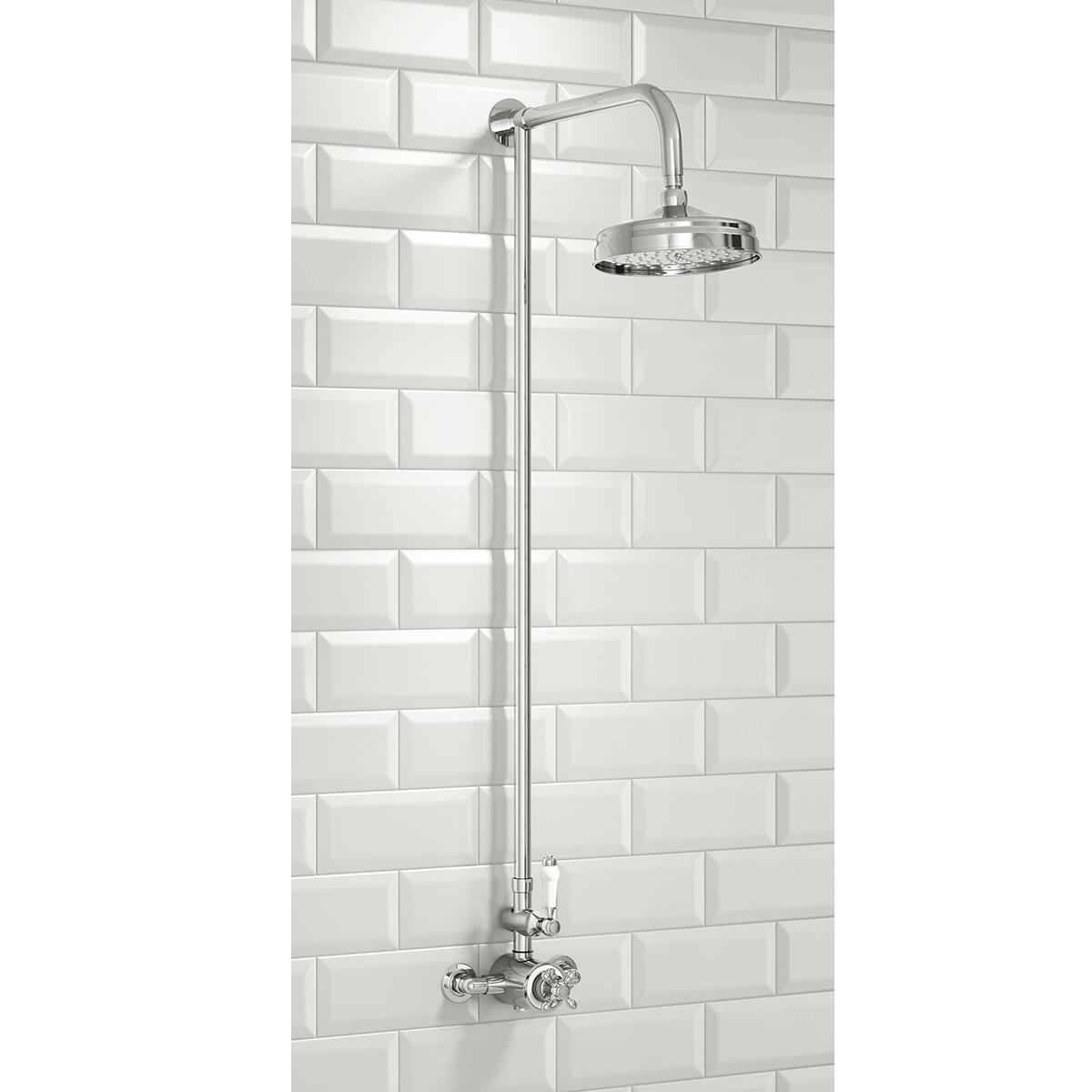 Scudo thermostatic exposed shower valve with fixed head, chrome finish