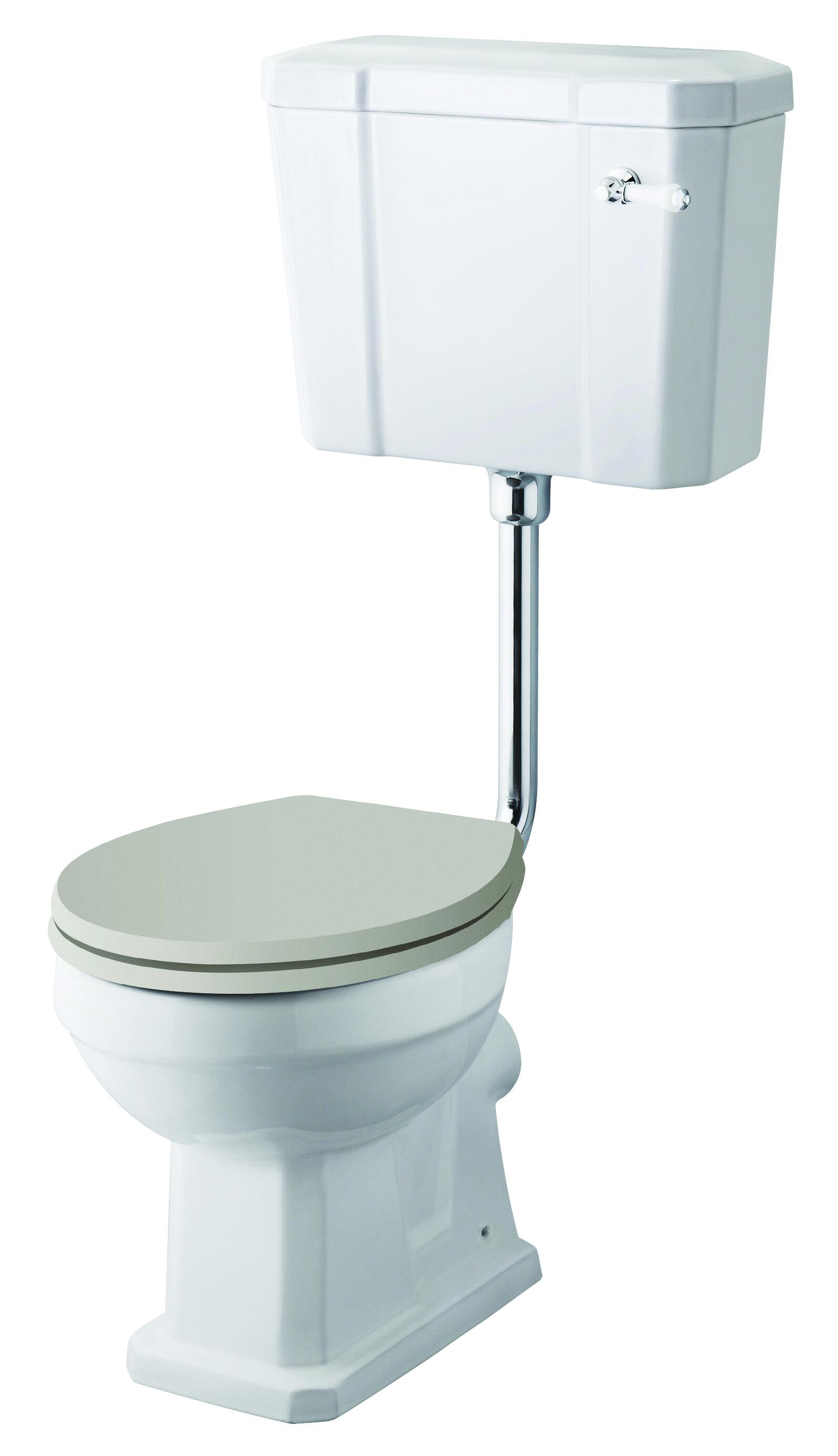 Scudo Harrogate white ceramic low level cistern with handle, 510mm width