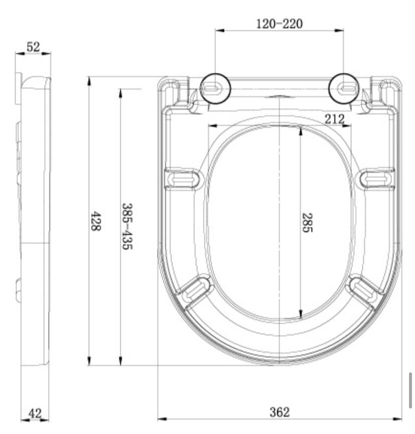Scudo Spa white ABS toilet seat with soft close hinges, round shape