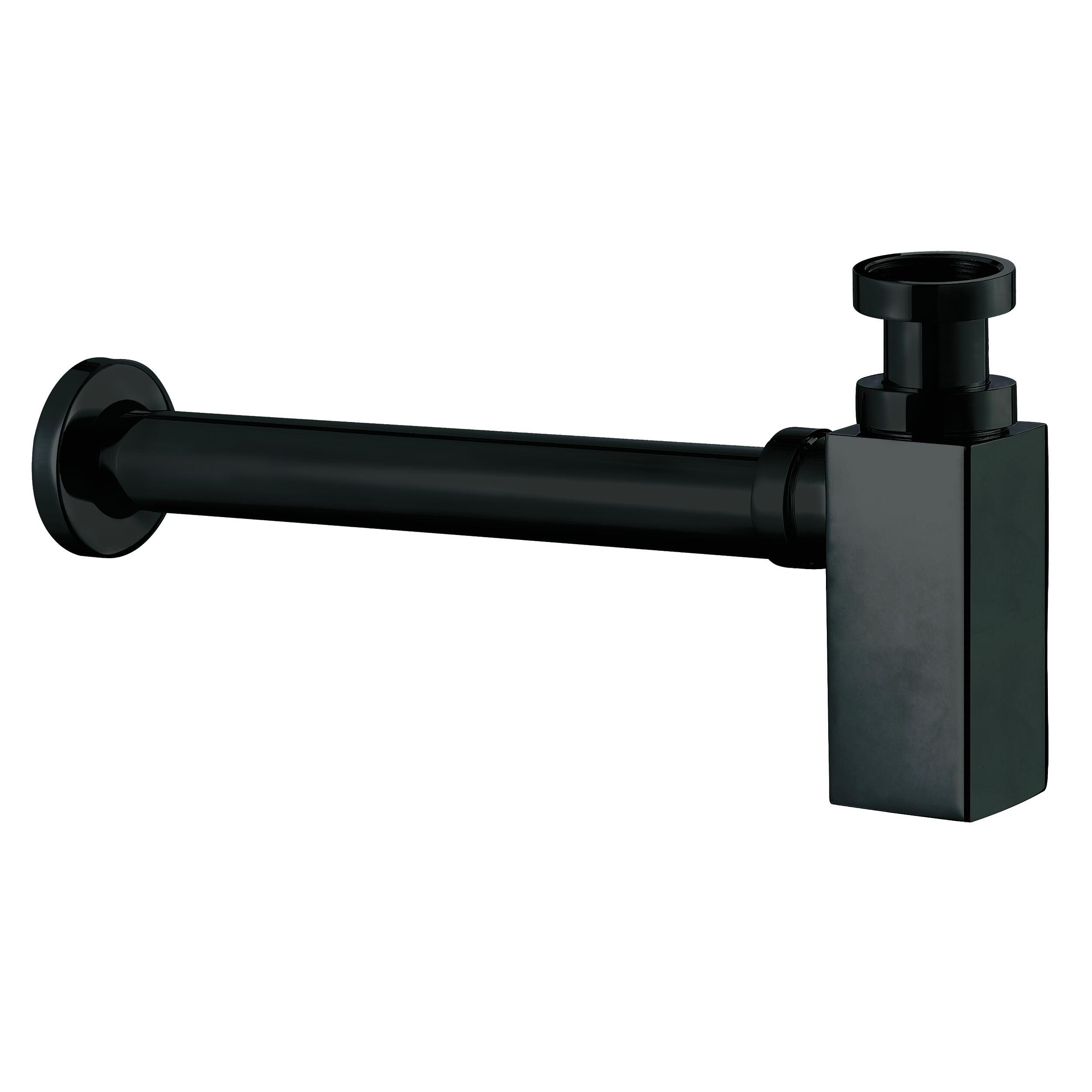 Scudo Square Bottle Trap in Matt Black for basin waste