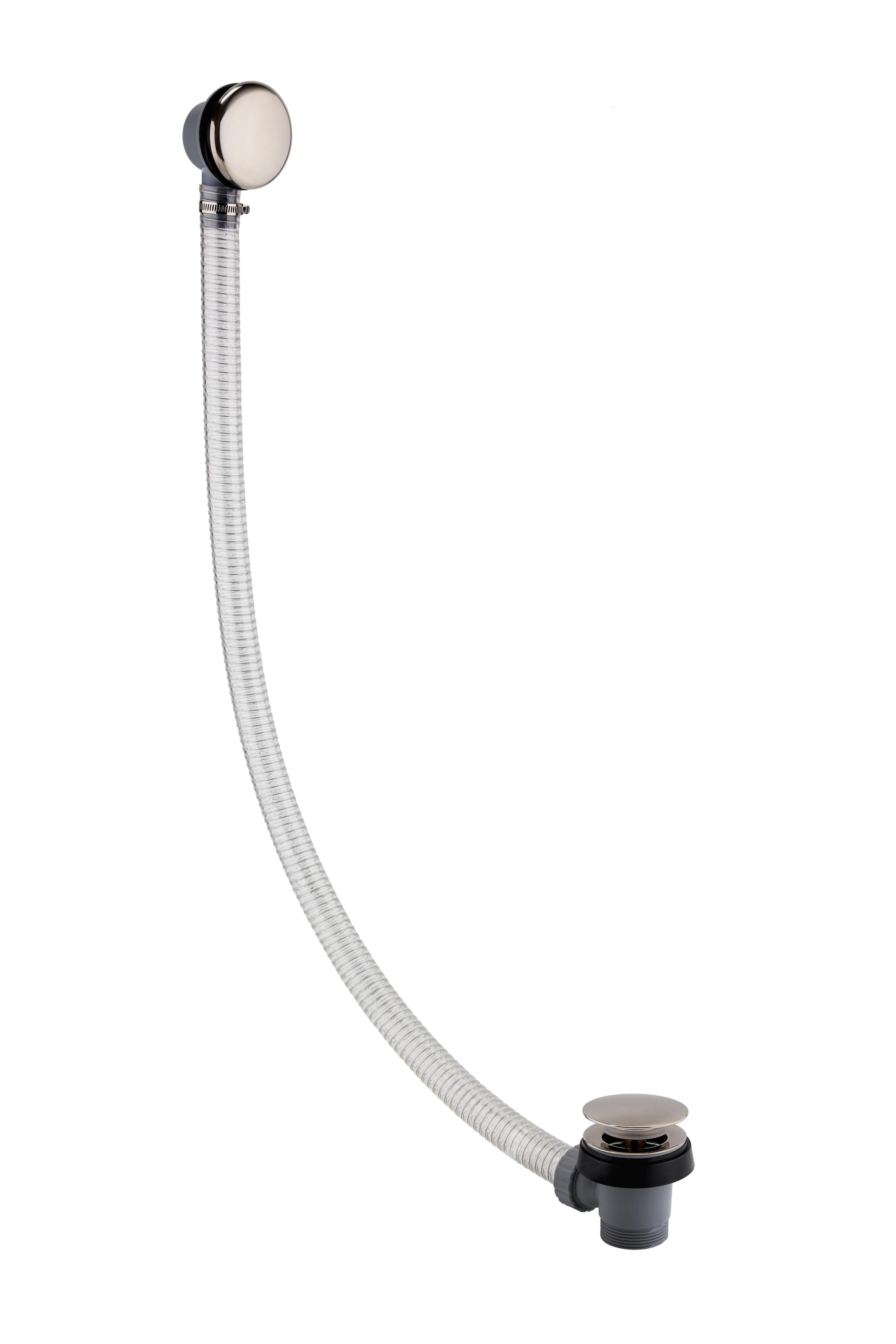 Scudo Easy Clean Bath Waste, brushed nickel finish, brass and plastic construction