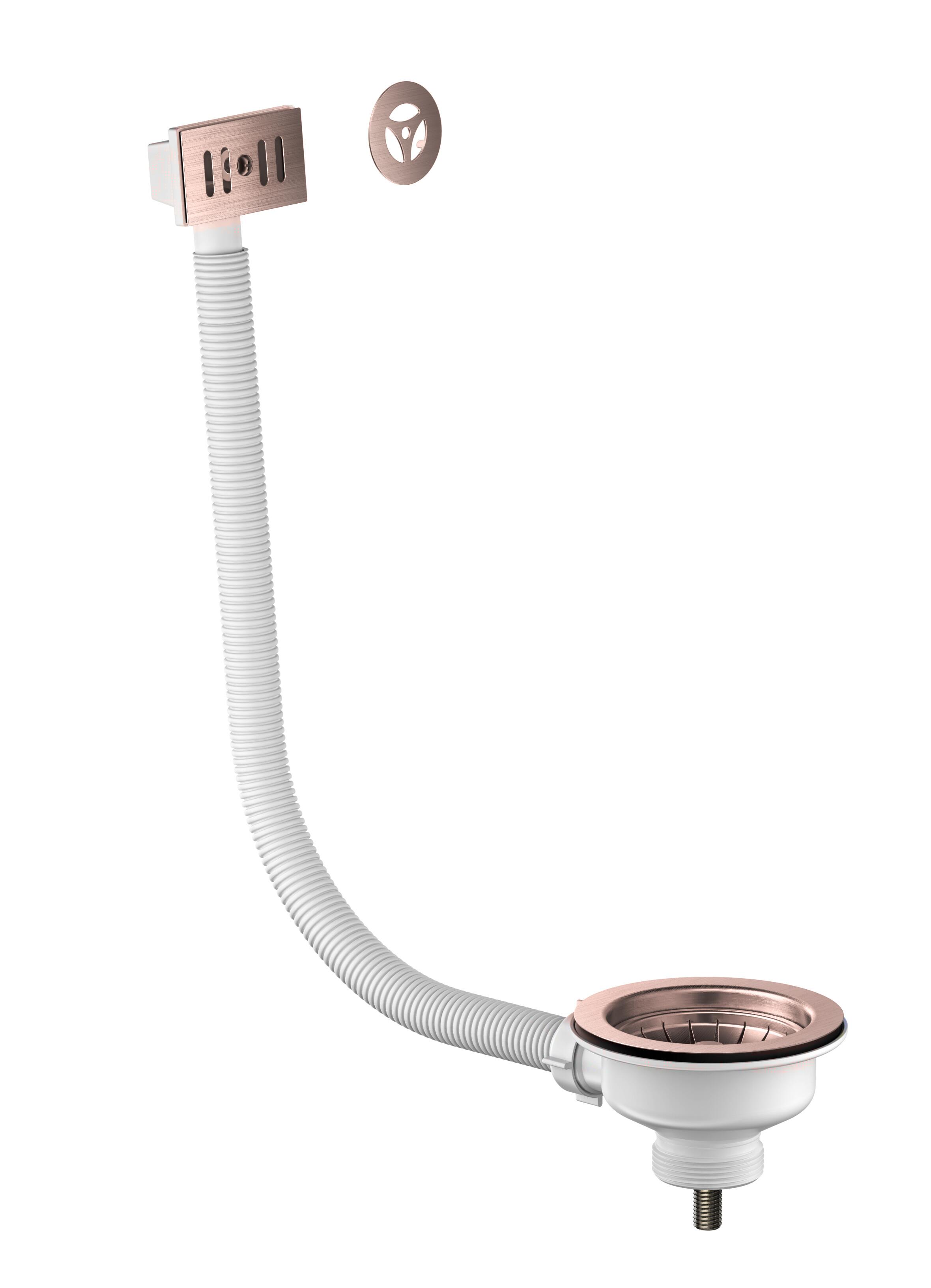 Scudo kitchen basin waste in brushed bronze finish, 90mm width, made from stainless steel and ABS.