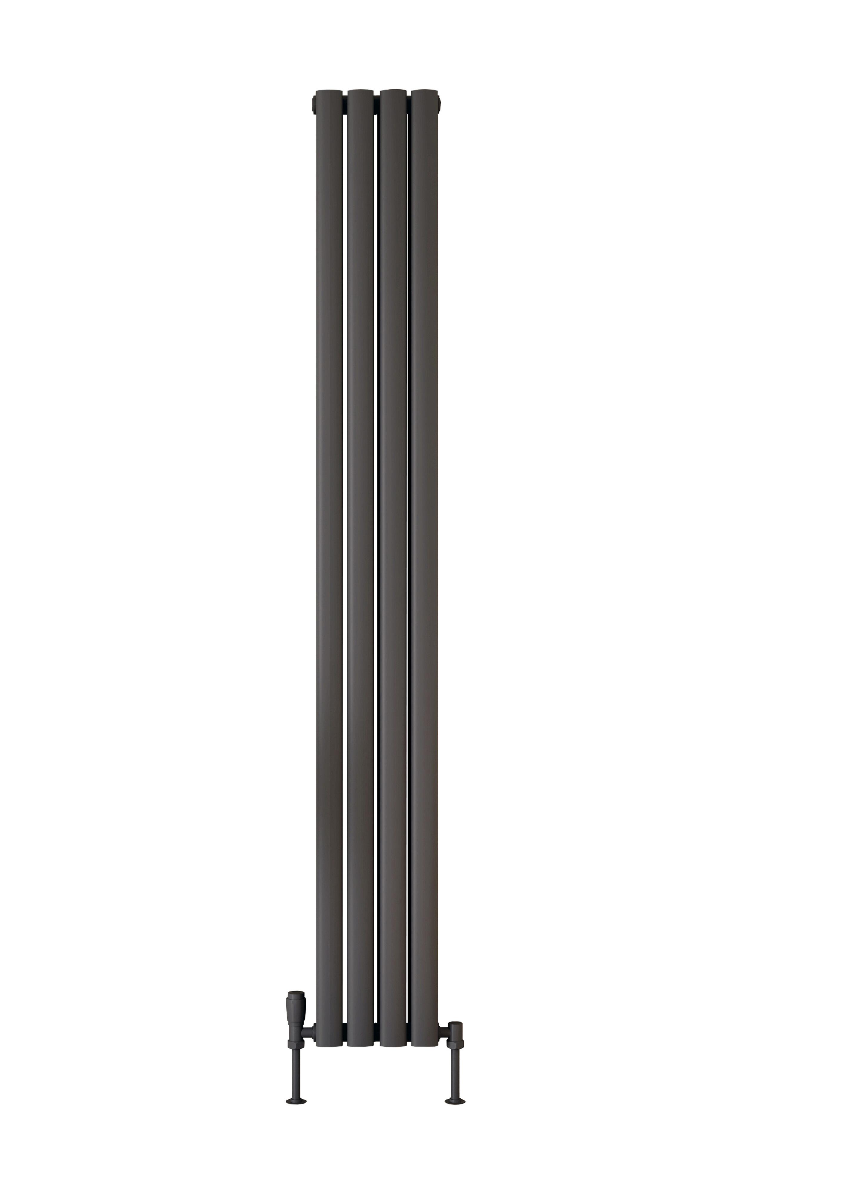 Scudo Apex anthracite designer radiator, double panel steel construction, 1800mm height