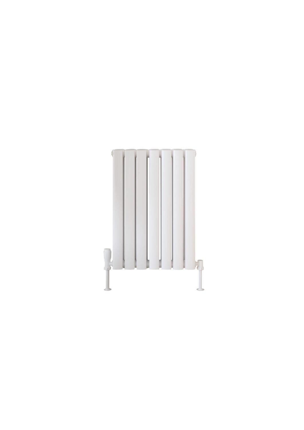 Scudo Apex white designer radiator, double panel, 600mm x 413mm steel construction