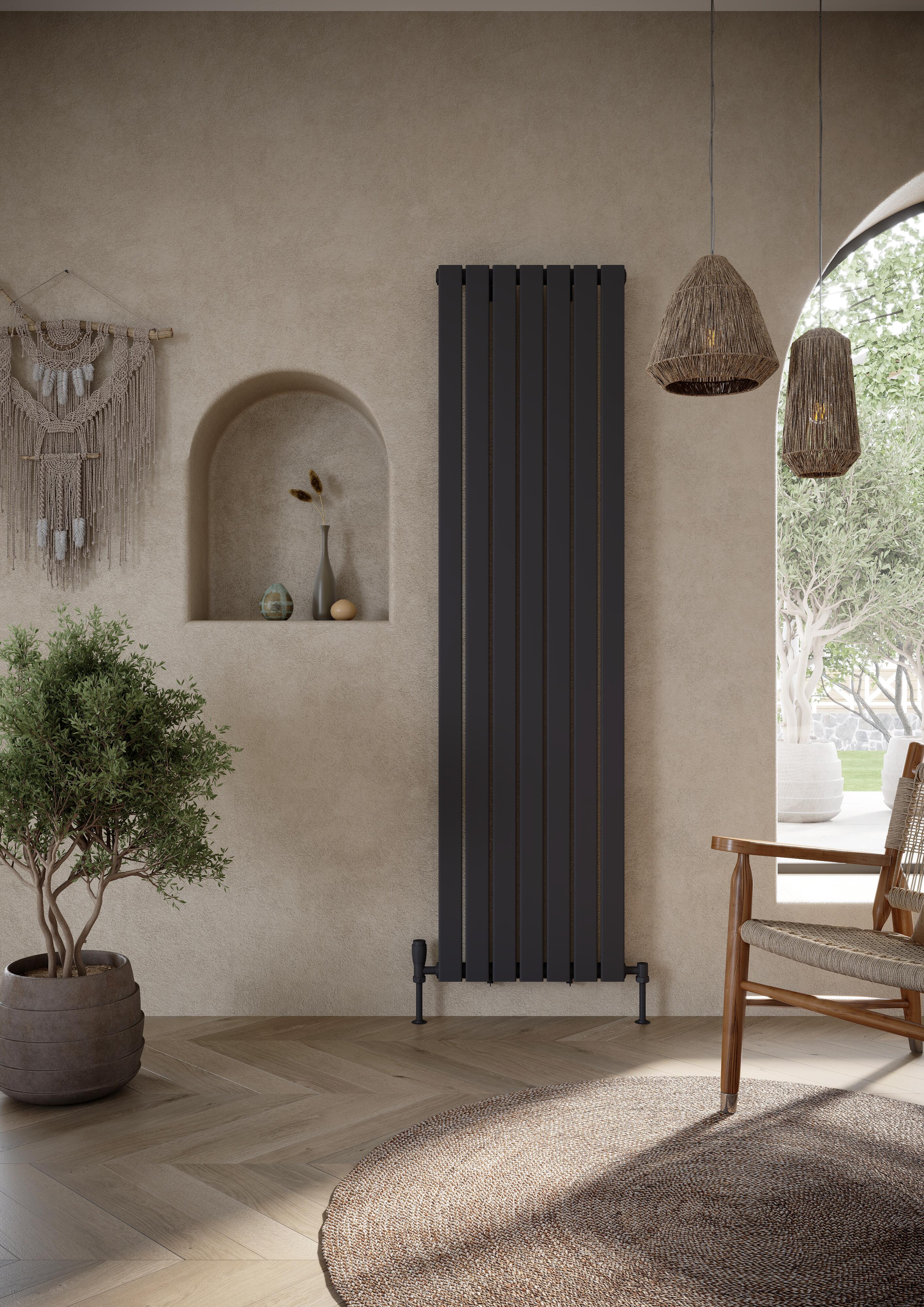 Scudo Bravo designer radiator, anthracite finish, single panel vertical, 1800mm x 476mm