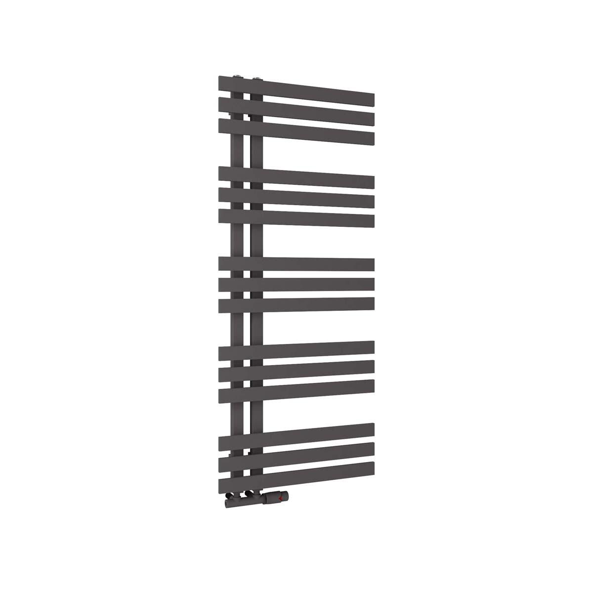 Scudo Elizabeth anthracite steel towel warmer, 1200mm height, 500mm width, vertical rail design